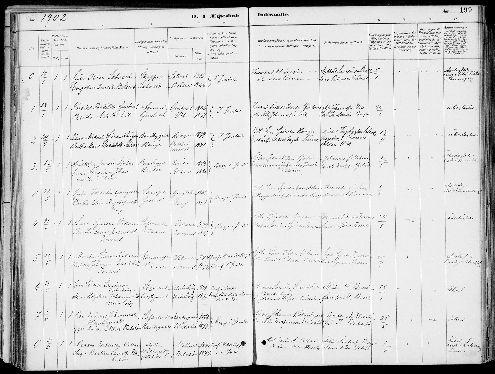 Strandebarm sokneprestembete, SAB/A-78401/H/Haa: Parish register (official) no. E  1, 1886-1908, p. 199