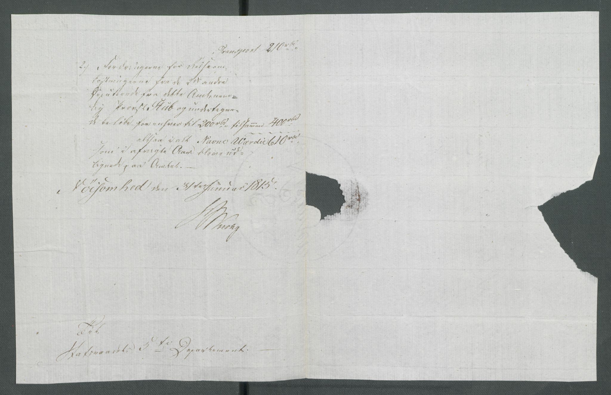 5. departement for finans-, handels- og tollfaget, AV/RA-S-3893/C/Cb/L0014: Regninger fra Riksforsamlingens deputerede, 1814, p. 289