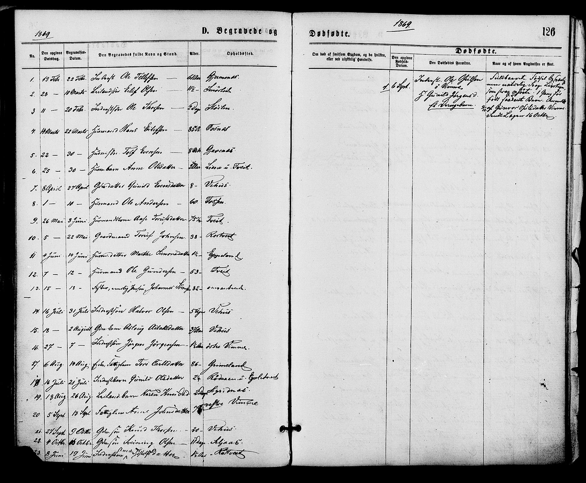 Åmli sokneprestkontor, AV/SAK-1111-0050/F/Fa/Fac/L0009: Parish register (official) no. A 9 /1, 1869-1884, p. 126