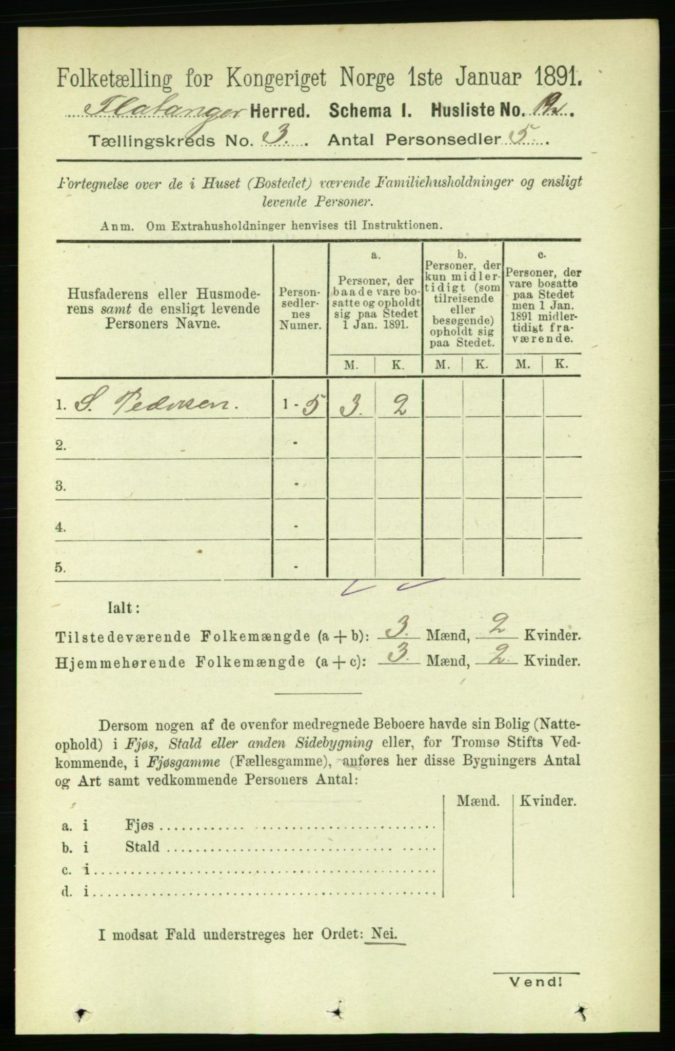 RA, 1891 census for 1749 Flatanger, 1891, p. 1287