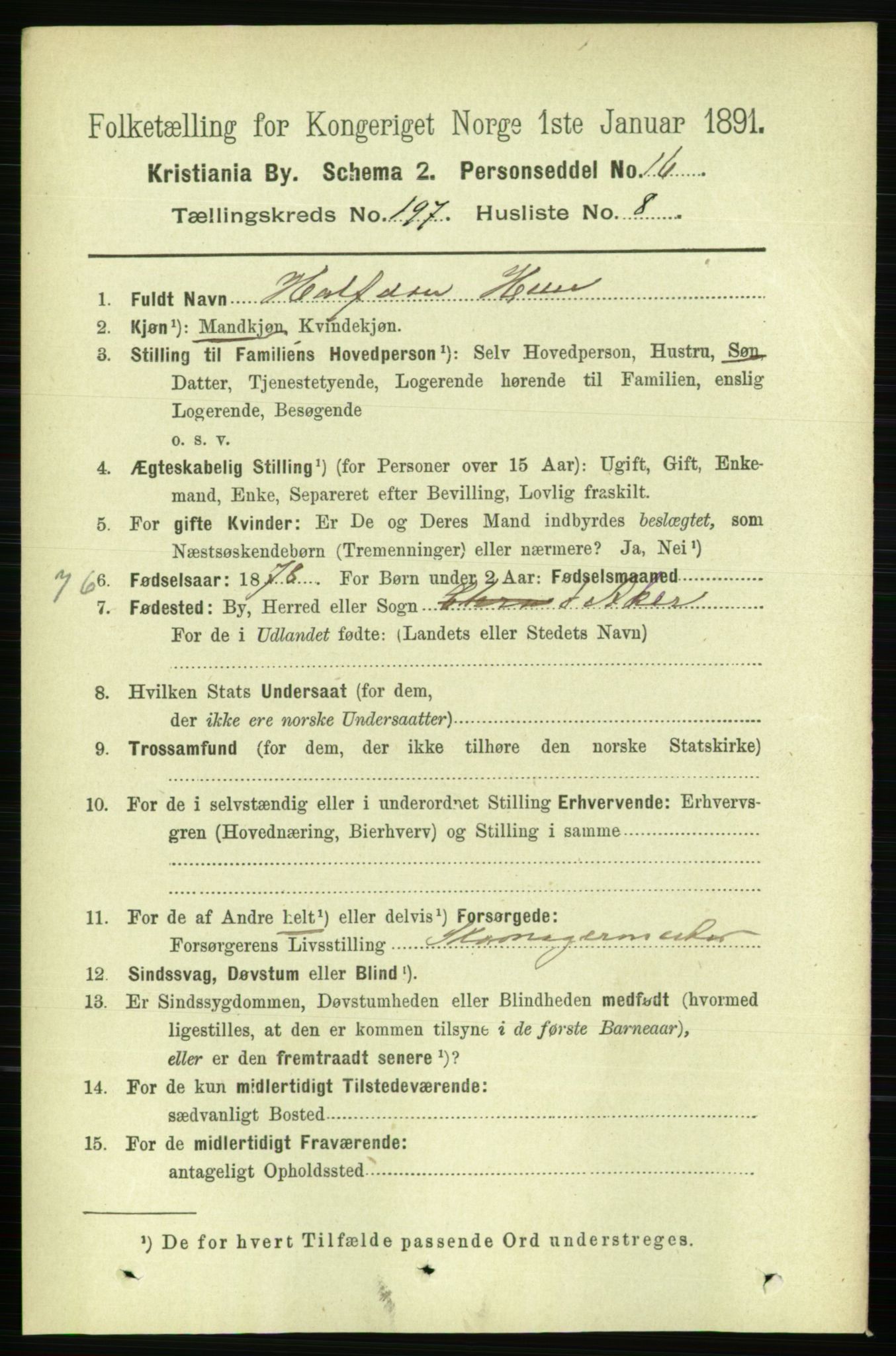 RA, 1891 census for 0301 Kristiania, 1891, p. 118973