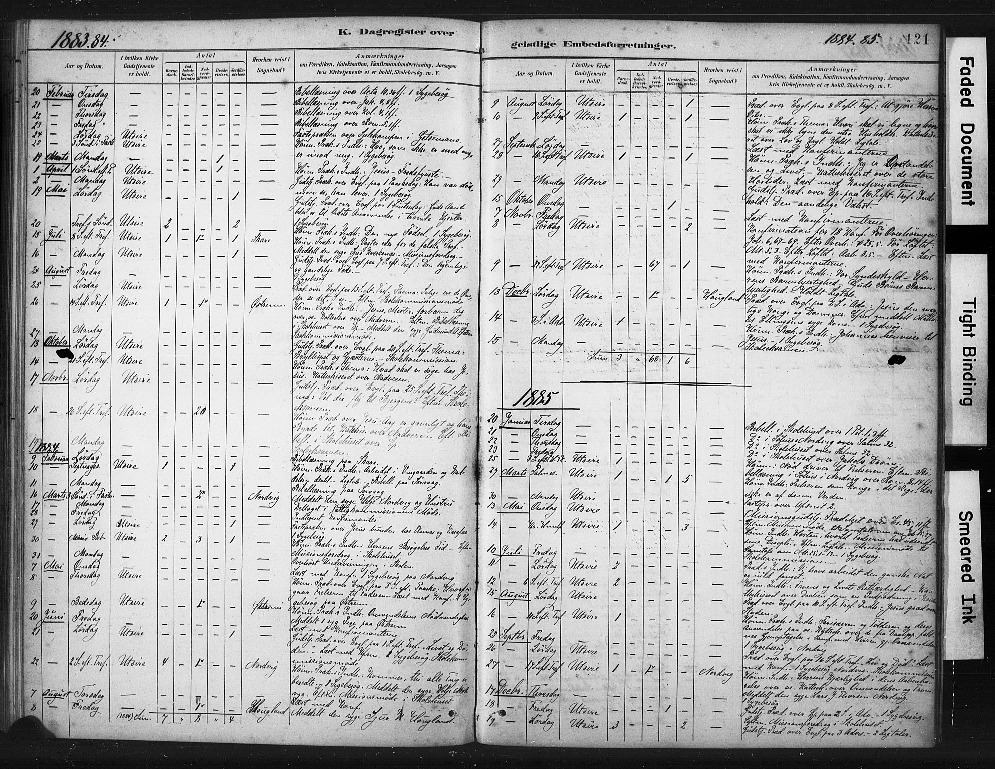 Torvastad sokneprestkontor, AV/SAST-A -101857/H/Ha/Haa/L0016: Parish register (official) no. A 15, 1883-1903, p. 121