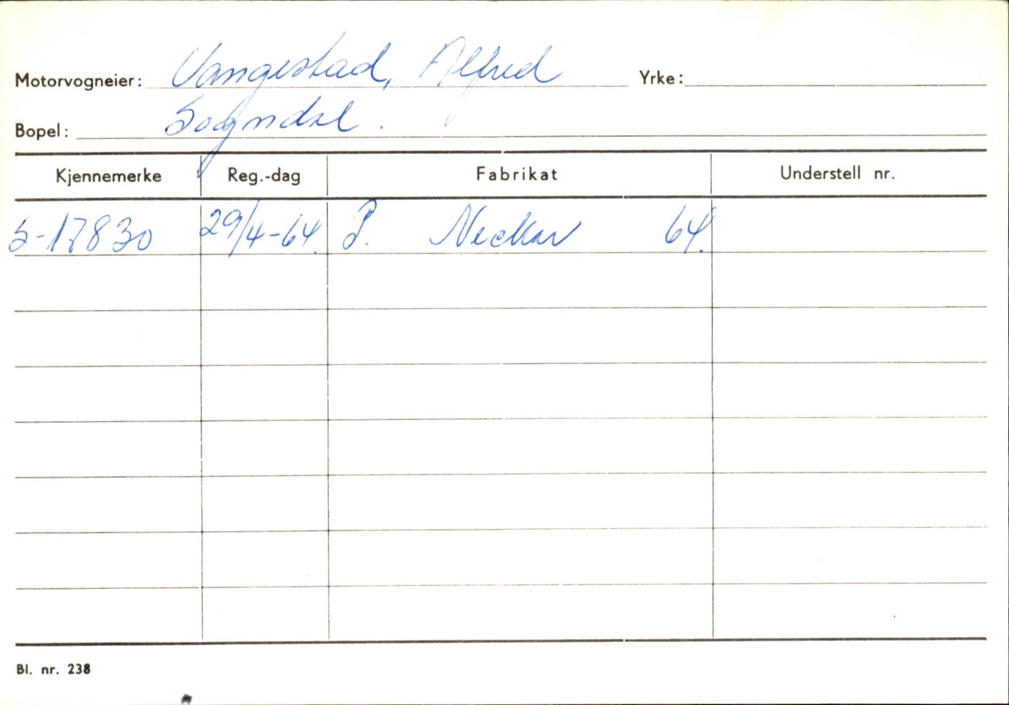 Statens vegvesen, Sogn og Fjordane vegkontor, SAB/A-5301/4/F/L0125: Eigarregister Sogndal V-Å. Aurland A-Å. Fjaler A-N, 1945-1975, p. 6