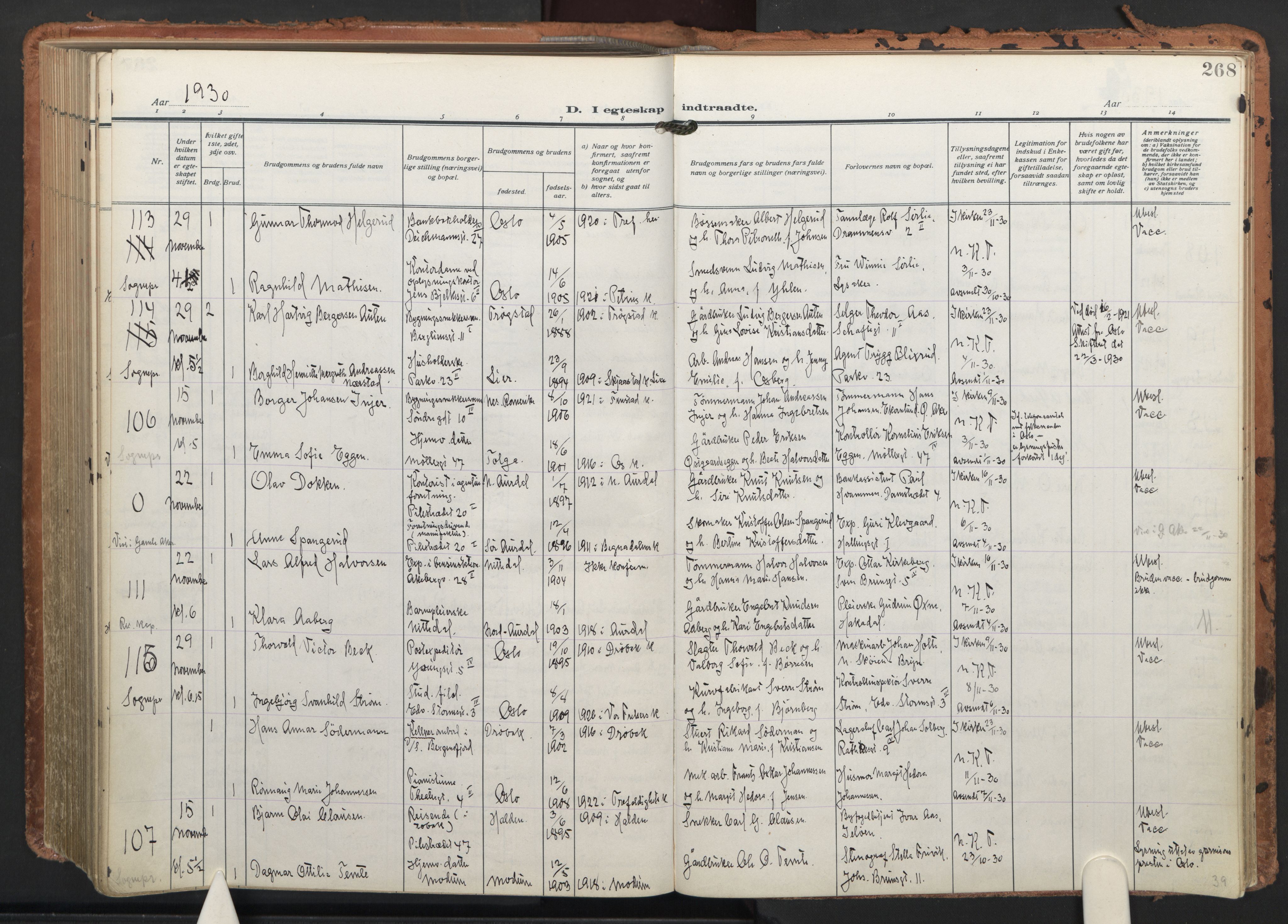 Trefoldighet prestekontor Kirkebøker, AV/SAO-A-10882/F/Fc/L0008: Parish register (official) no. III 8, 1920-1932, p. 268