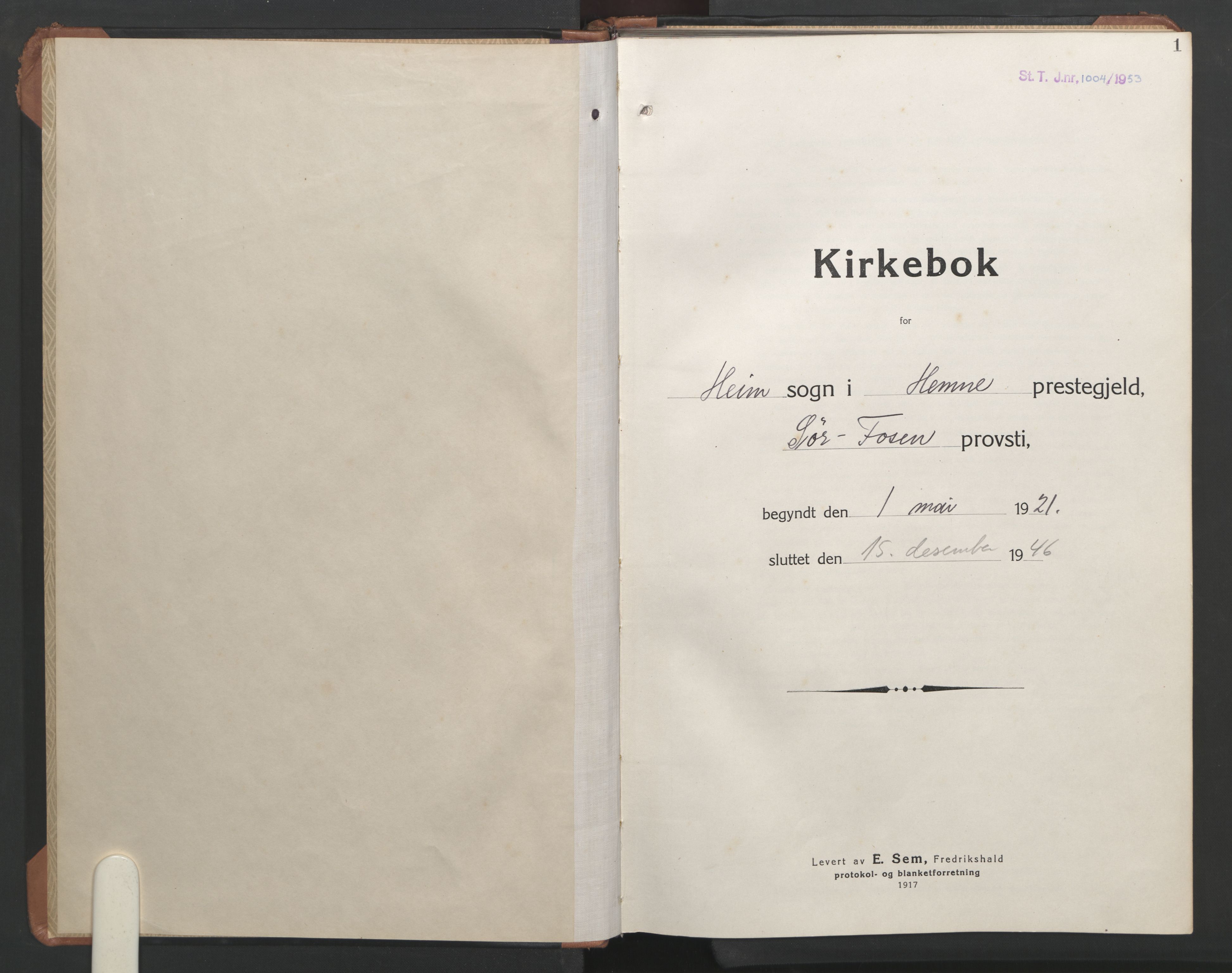 Ministerialprotokoller, klokkerbøker og fødselsregistre - Sør-Trøndelag, SAT/A-1456/633/L0521: Parish register (copy) no. 633C03, 1921-1946