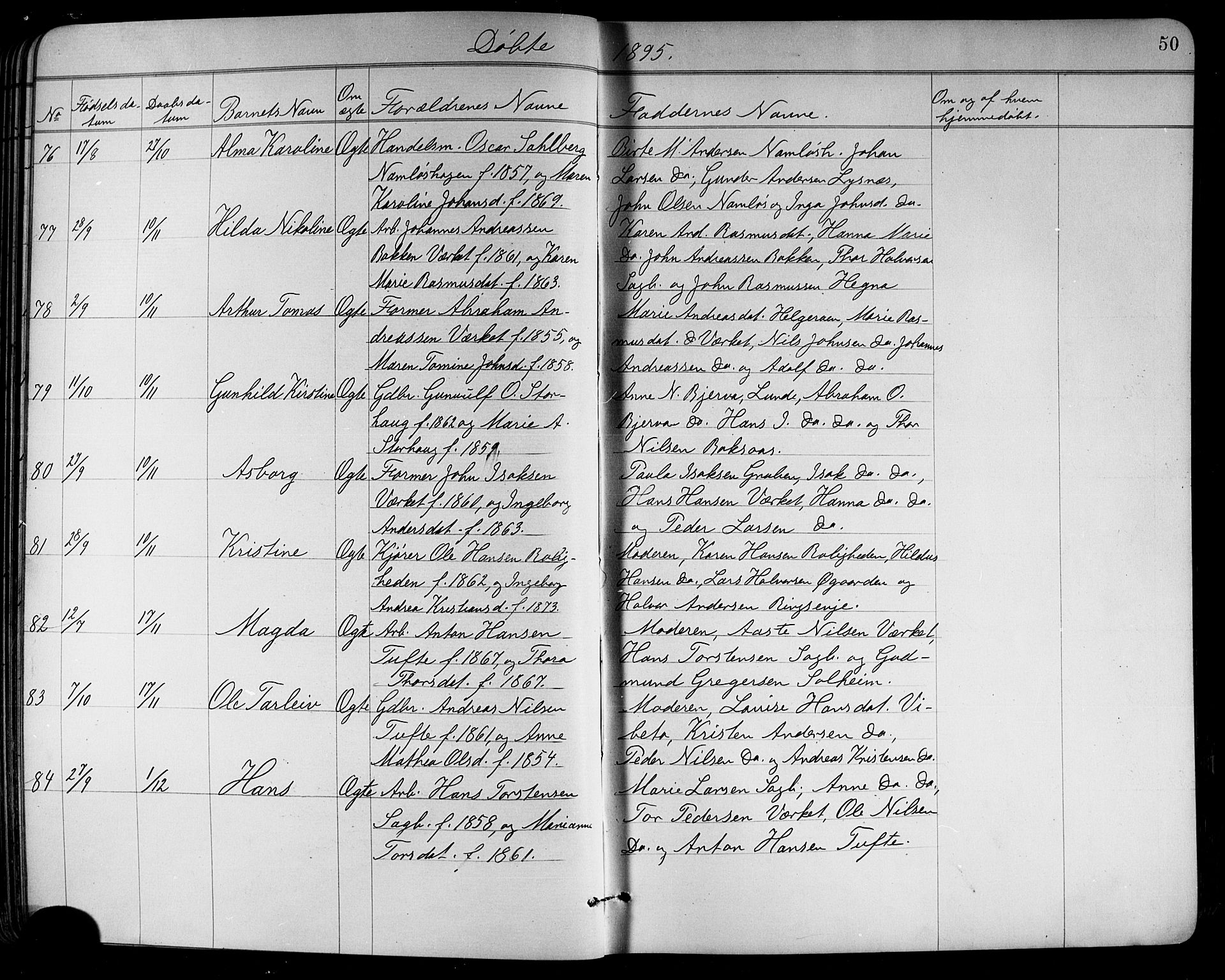 Holla kirkebøker, AV/SAKO-A-272/G/Ga/L0005: Parish register (copy) no. I 5, 1891-1917, p. 50