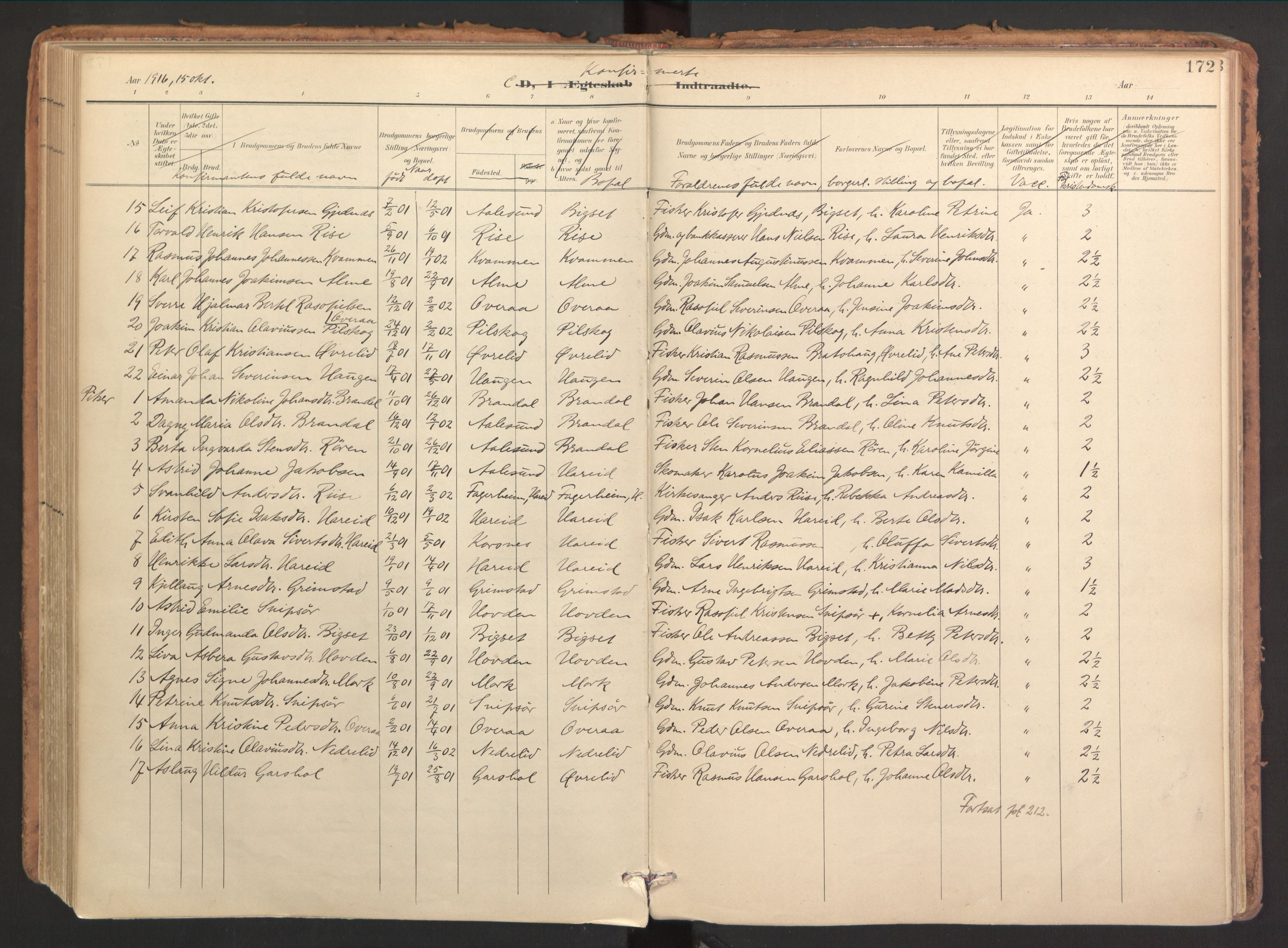 Ministerialprotokoller, klokkerbøker og fødselsregistre - Møre og Romsdal, AV/SAT-A-1454/510/L0123: Parish register (official) no. 510A03, 1898-1922, p. 172