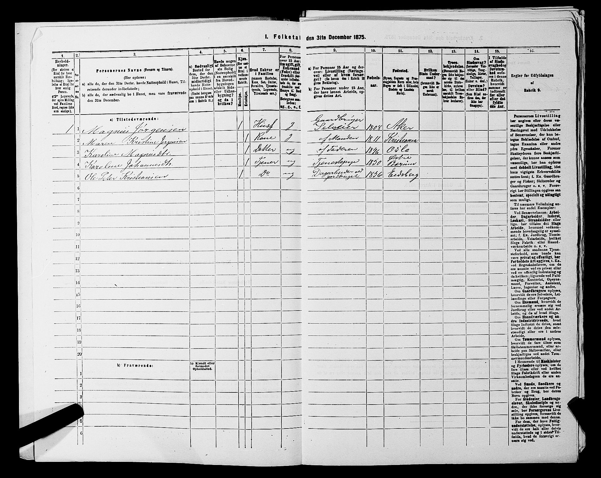 RA, 1875 census for 0220P Asker, 1875, p. 1656