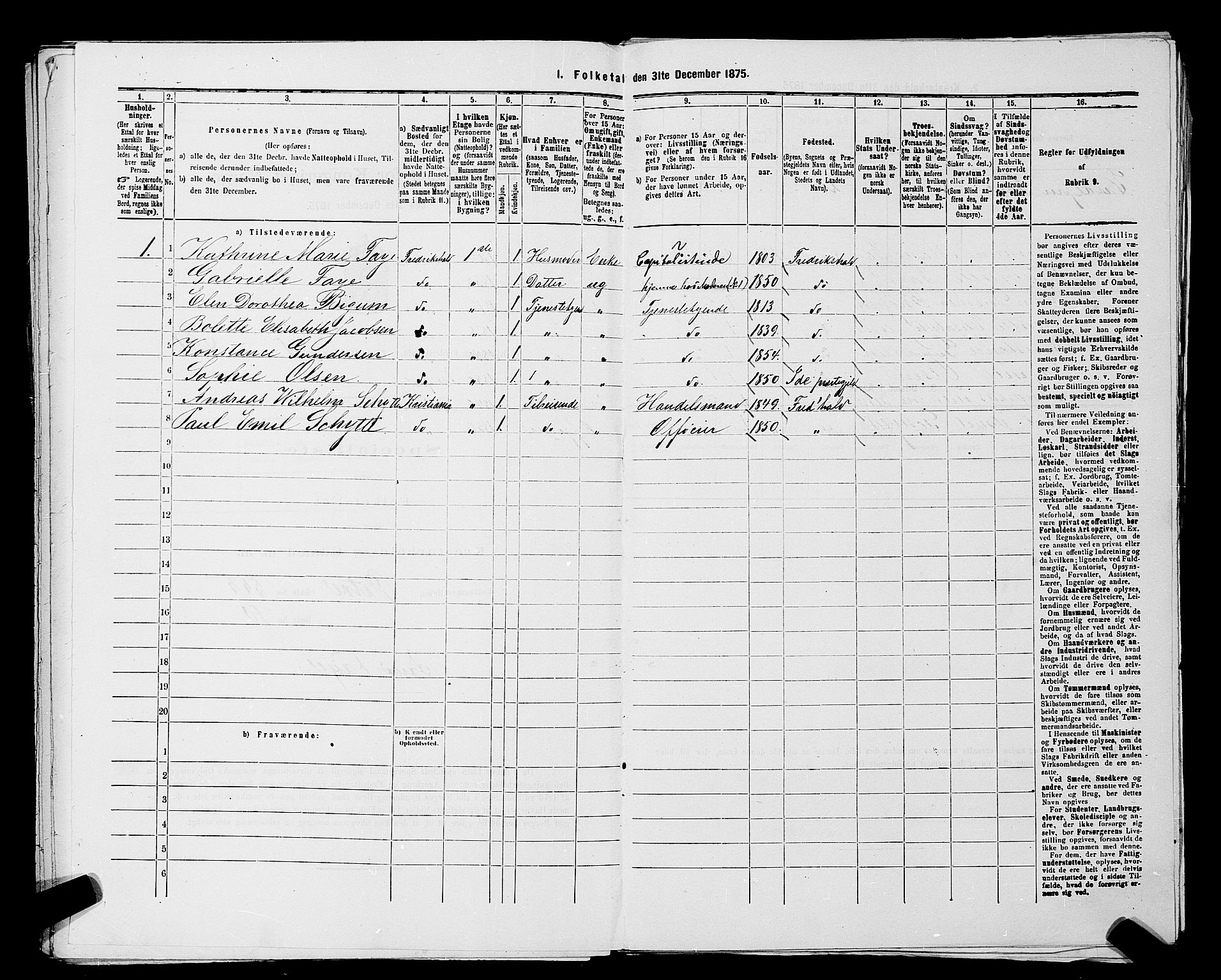 RA, 1875 census for 0101P Fredrikshald, 1875, p. 1081