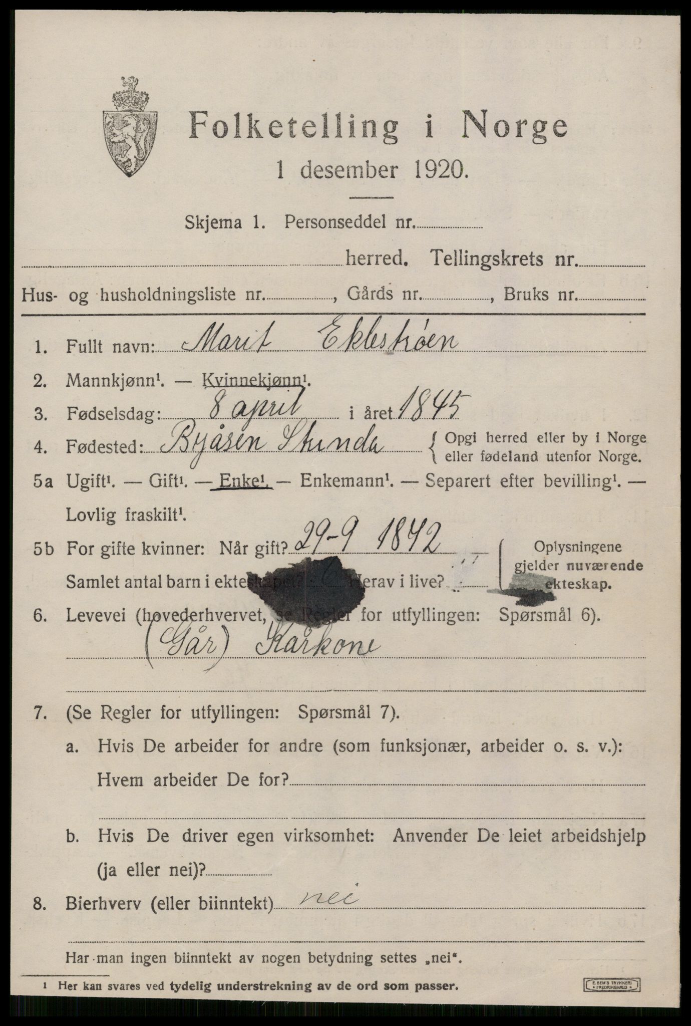 SAT, 1920 census for Strinda, 1920, p. 26346