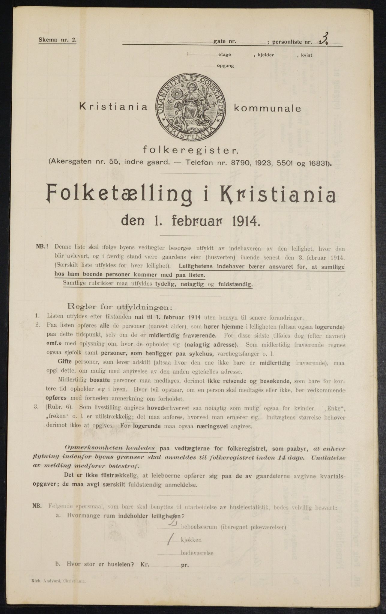 OBA, Municipal Census 1914 for Kristiania, 1914, p. 65005