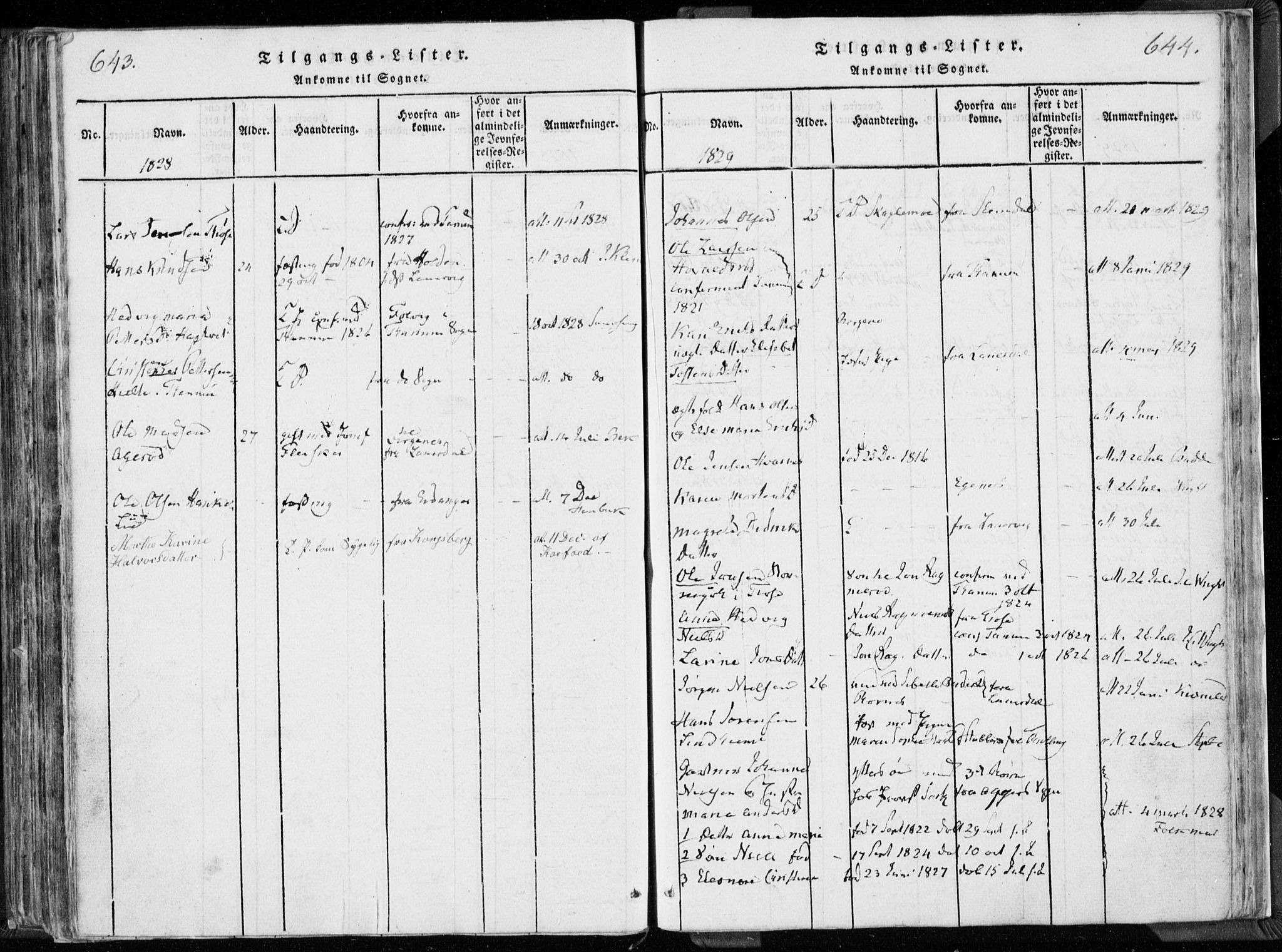 Hedrum kirkebøker, SAKO/A-344/F/Fa/L0004: Parish register (official) no. I 4, 1817-1835, p. 643-644