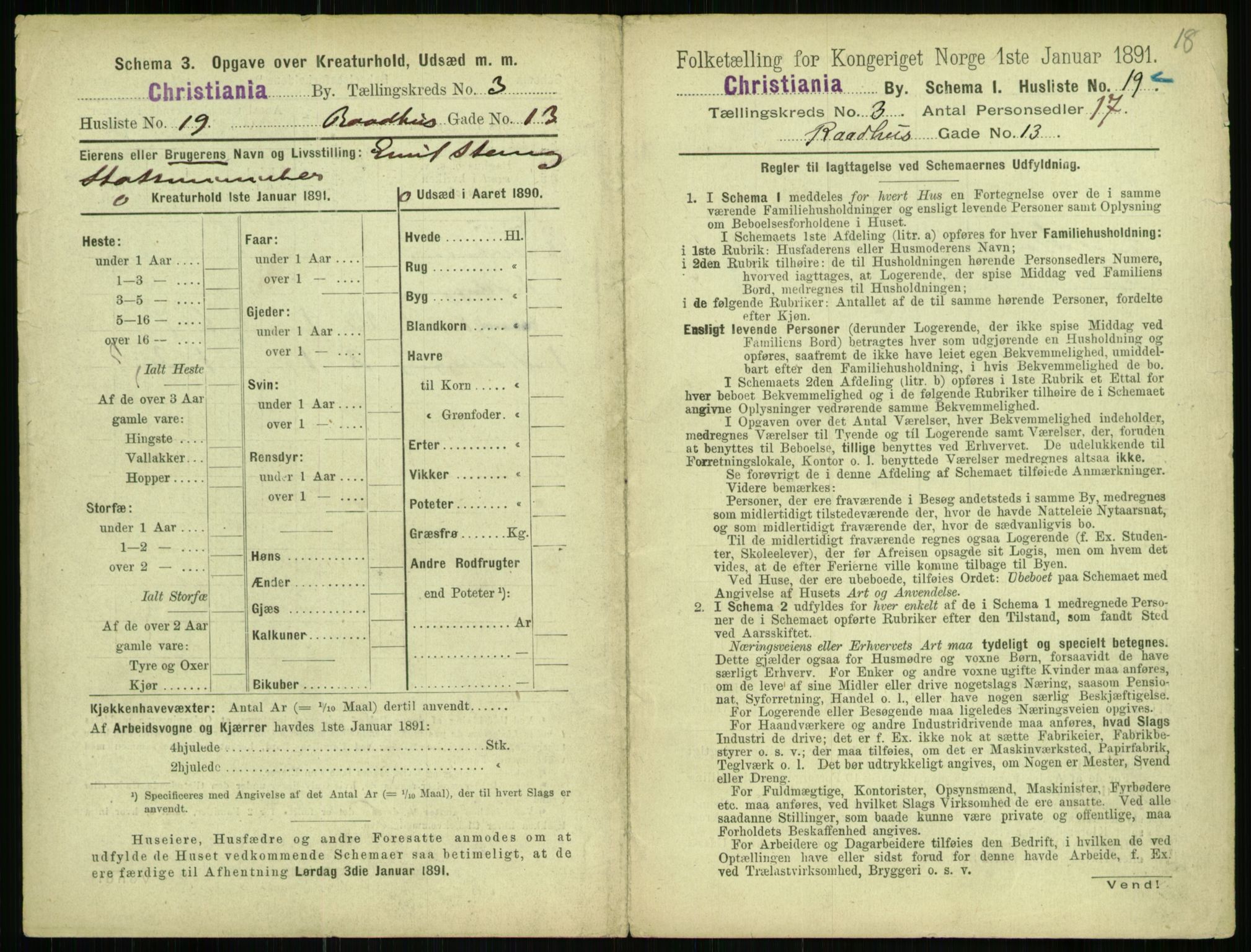 RA, 1891 census for 0301 Kristiania, 1891, p. 1219