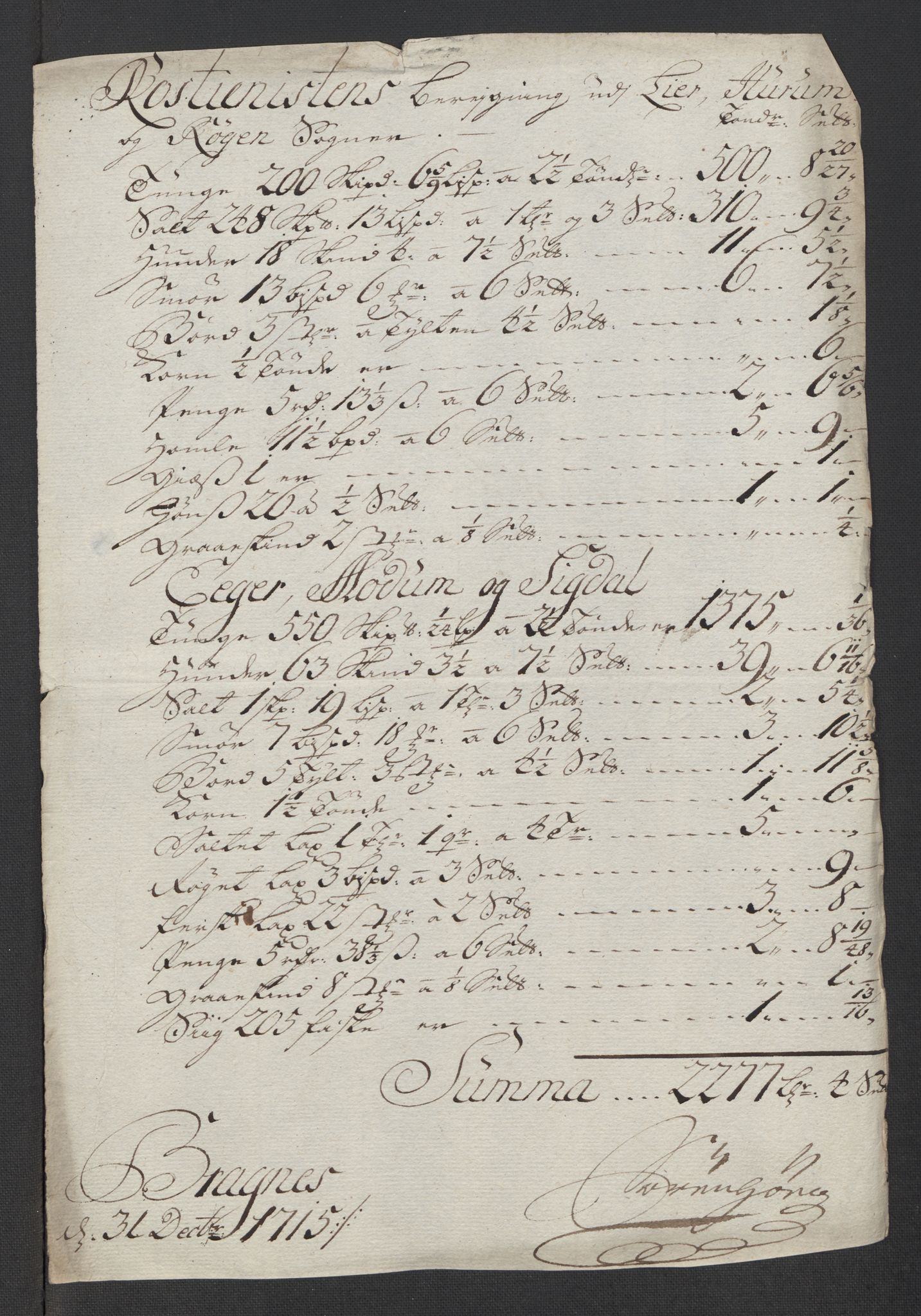 Rentekammeret inntil 1814, Reviderte regnskaper, Fogderegnskap, RA/EA-4092/R31/L1710: Fogderegnskap Hurum, Røyken, Eiker, Lier og Buskerud, 1715-1716, p. 20