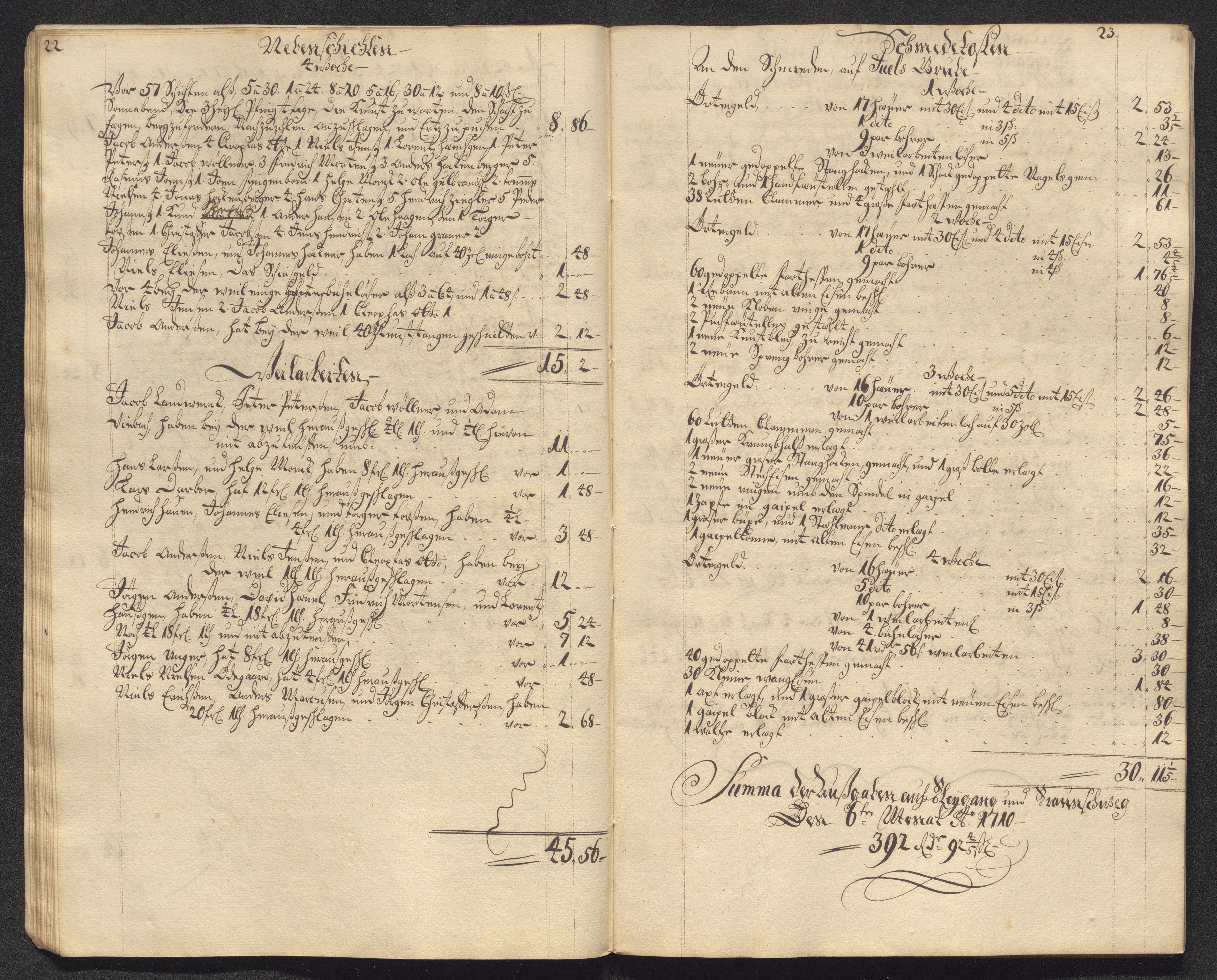 Kongsberg Sølvverk 1623-1816, AV/SAKO-EA-3135/001/D/Dc/Dcd/L0099: Utgiftsregnskap for gruver m.m., 1710, p. 249