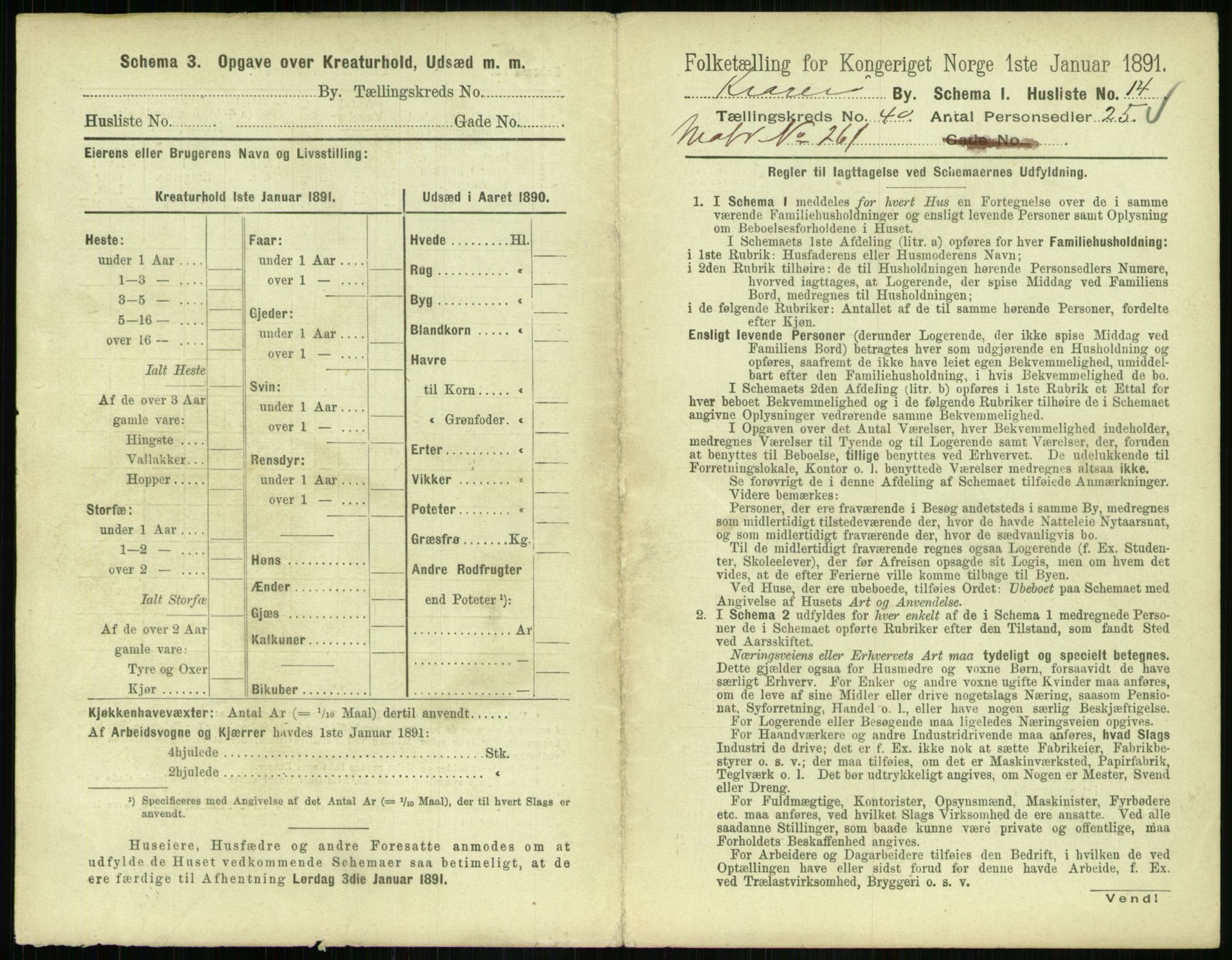 RA, 1891 census for 0801 Kragerø, 1891, p. 1654