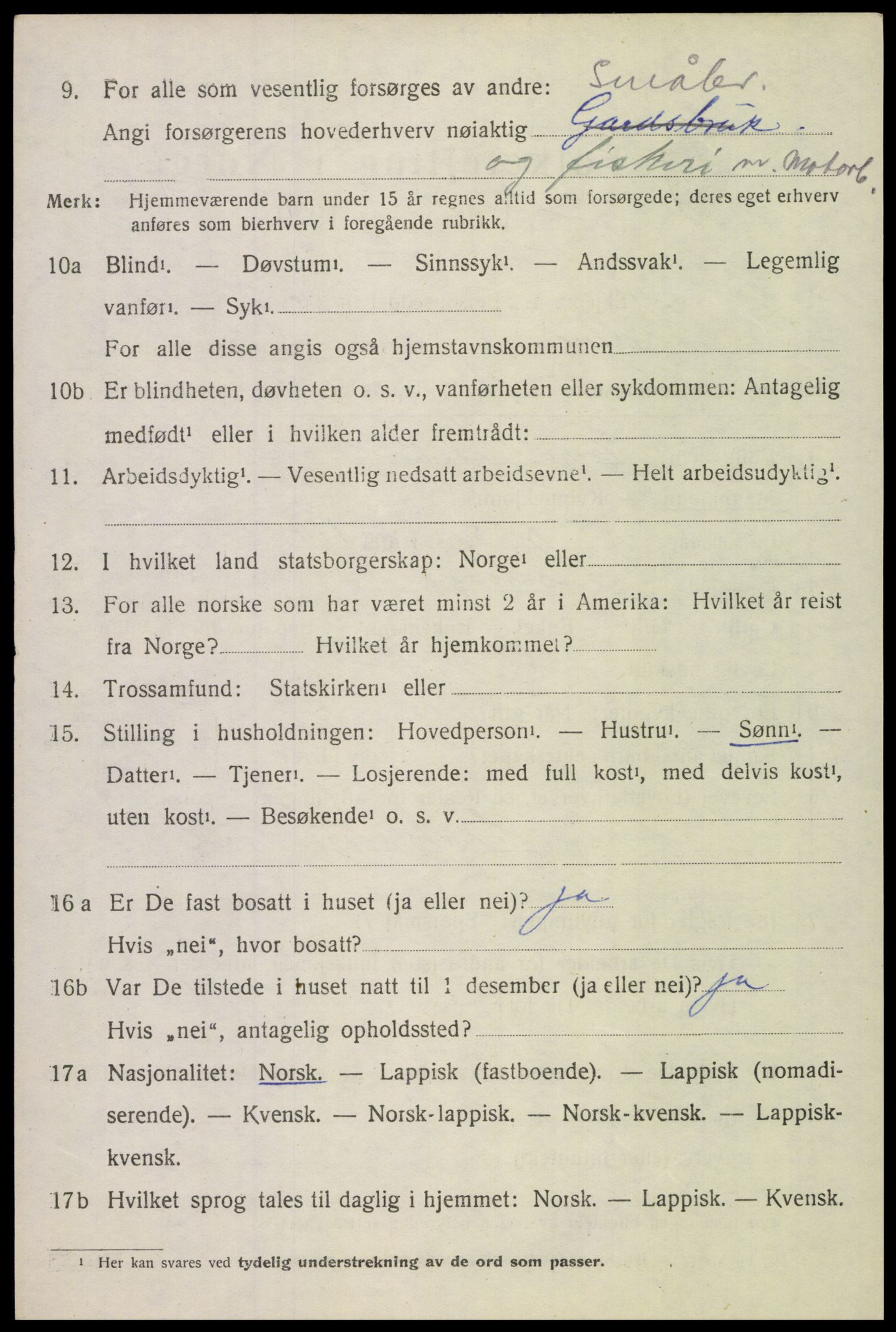 SAT, 1920 census for Lødingen, 1920, p. 2066