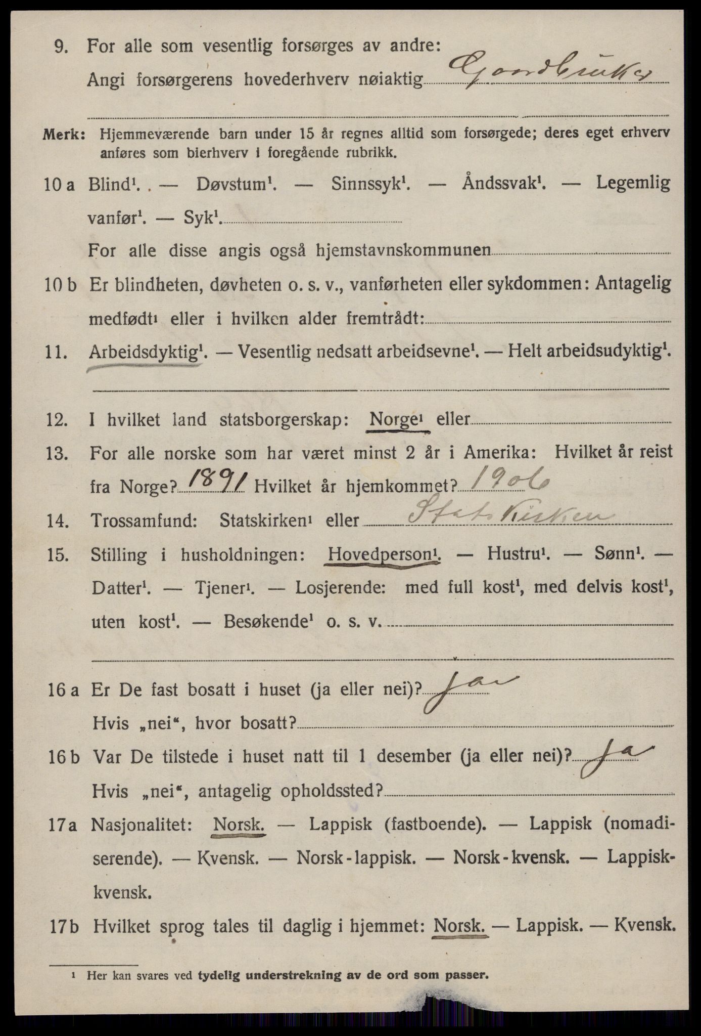 SAT, 1920 census for Horg, 1920, p. 4575