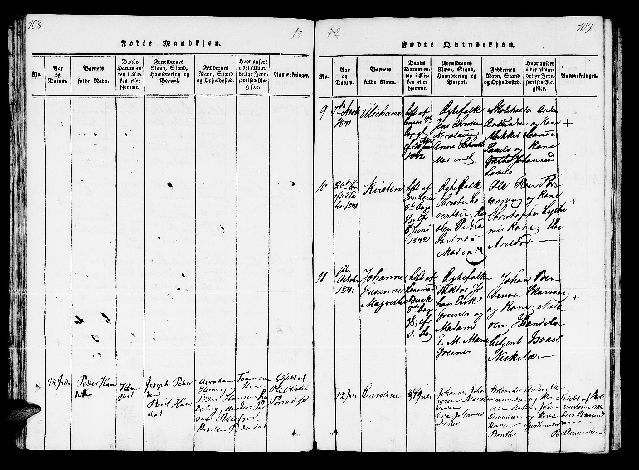 Kistrand/Porsanger sokneprestembete, AV/SATØ-S-1351/H/Ha/L0003.kirke: Parish register (official) no. 3, 1825-1842, p. 108-109