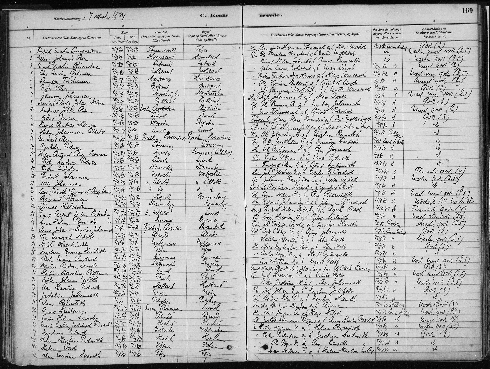 Stord sokneprestembete, SAB/A-78201/H/Haa: Parish register (official) no. B 2, 1878-1913, p. 169