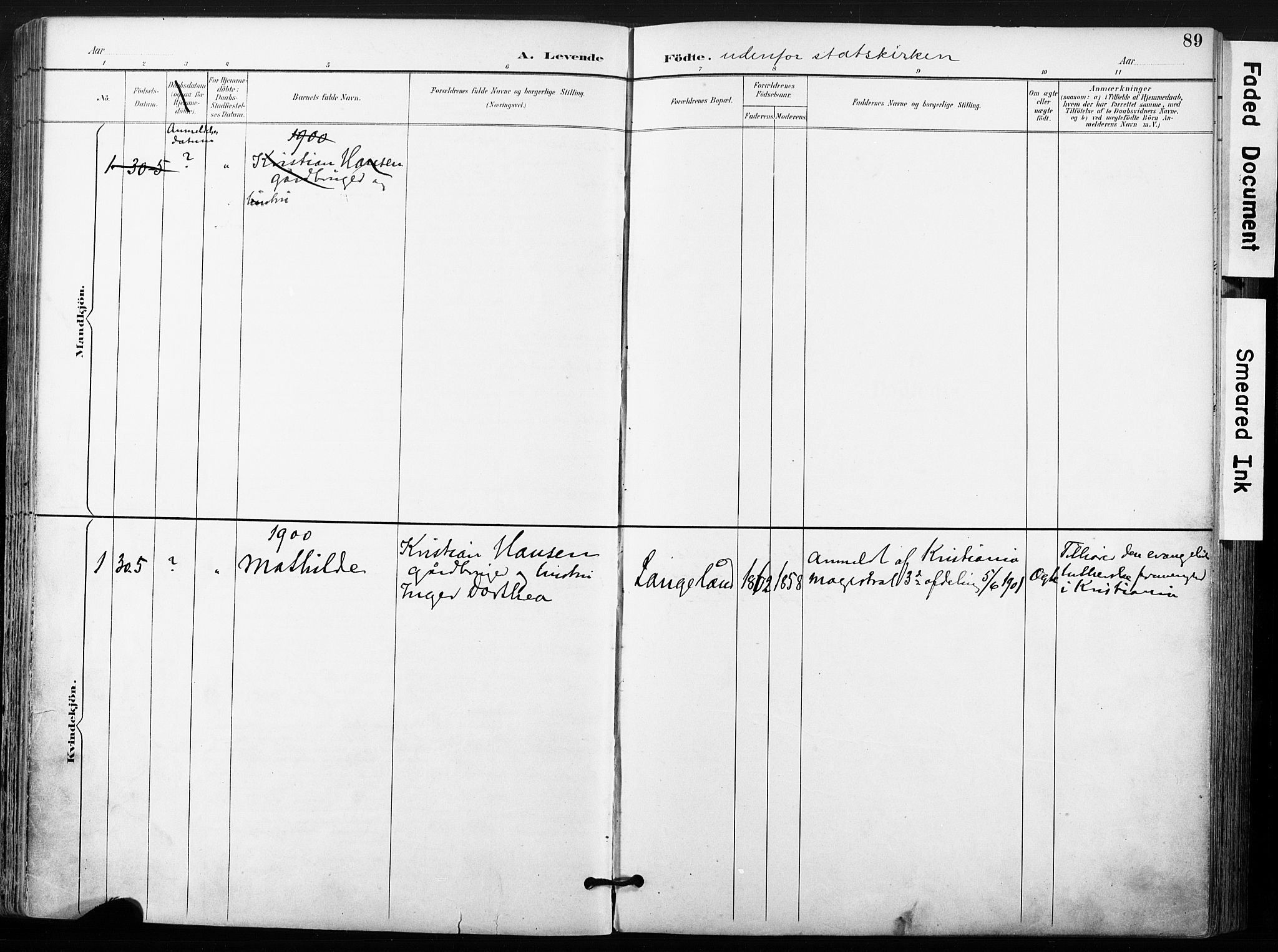 Ullensaker prestekontor Kirkebøker, SAO/A-10236a/F/Fb/L0002: Parish register (official) no. II 2, 1894-1909, p. 89