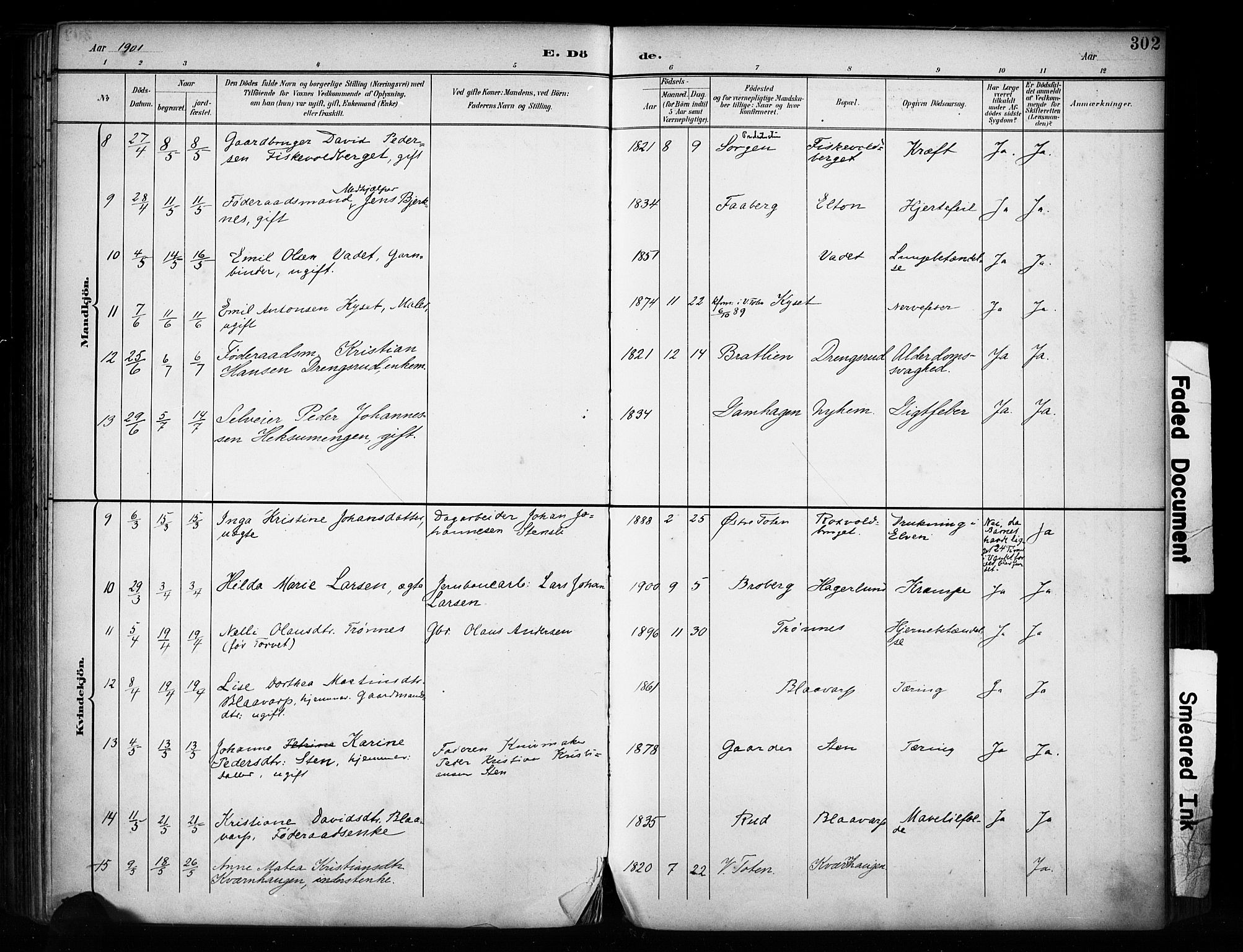 Vestre Toten prestekontor, AV/SAH-PREST-108/H/Ha/Haa/L0011: Parish register (official) no. 11, 1895-1906, p. 302