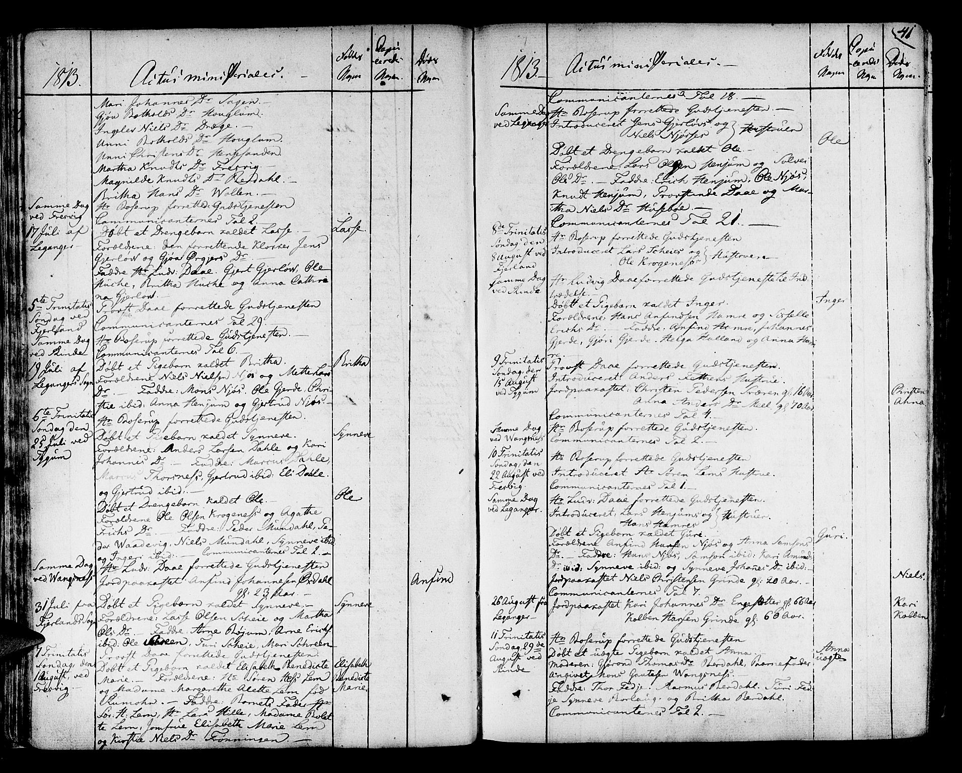 Leikanger sokneprestembete, AV/SAB-A-81001/H/Haa/Haaa/L0006: Parish register (official) no. A 6, 1810-1838, p. 41