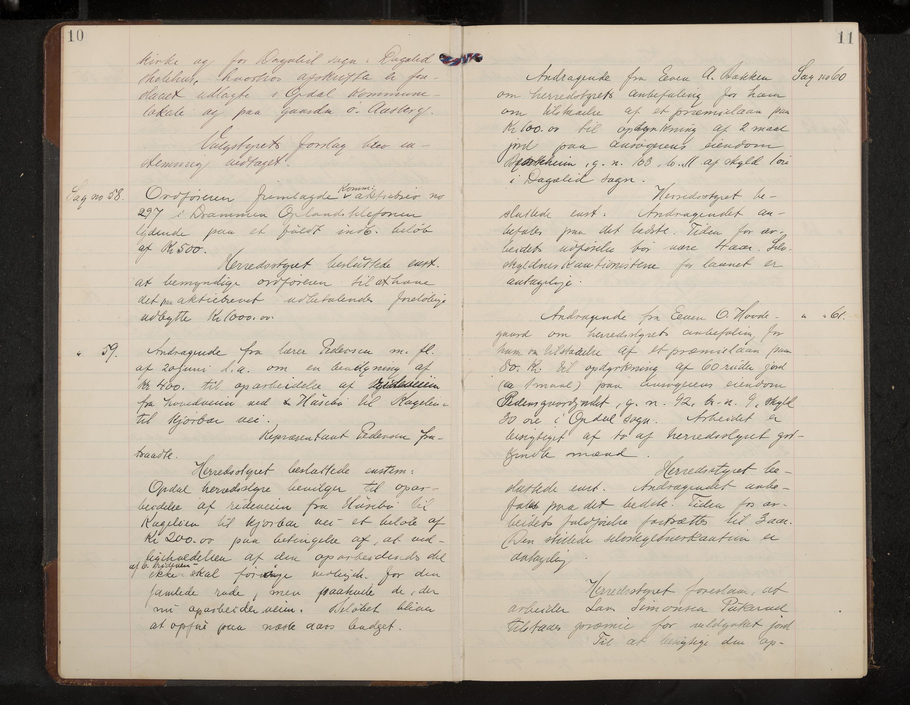 Uvdal formannskap og sentraladministrasjon, IKAK/0634021/A/Aa/L0002: Møtebok, 1909-1915, p. 10-11