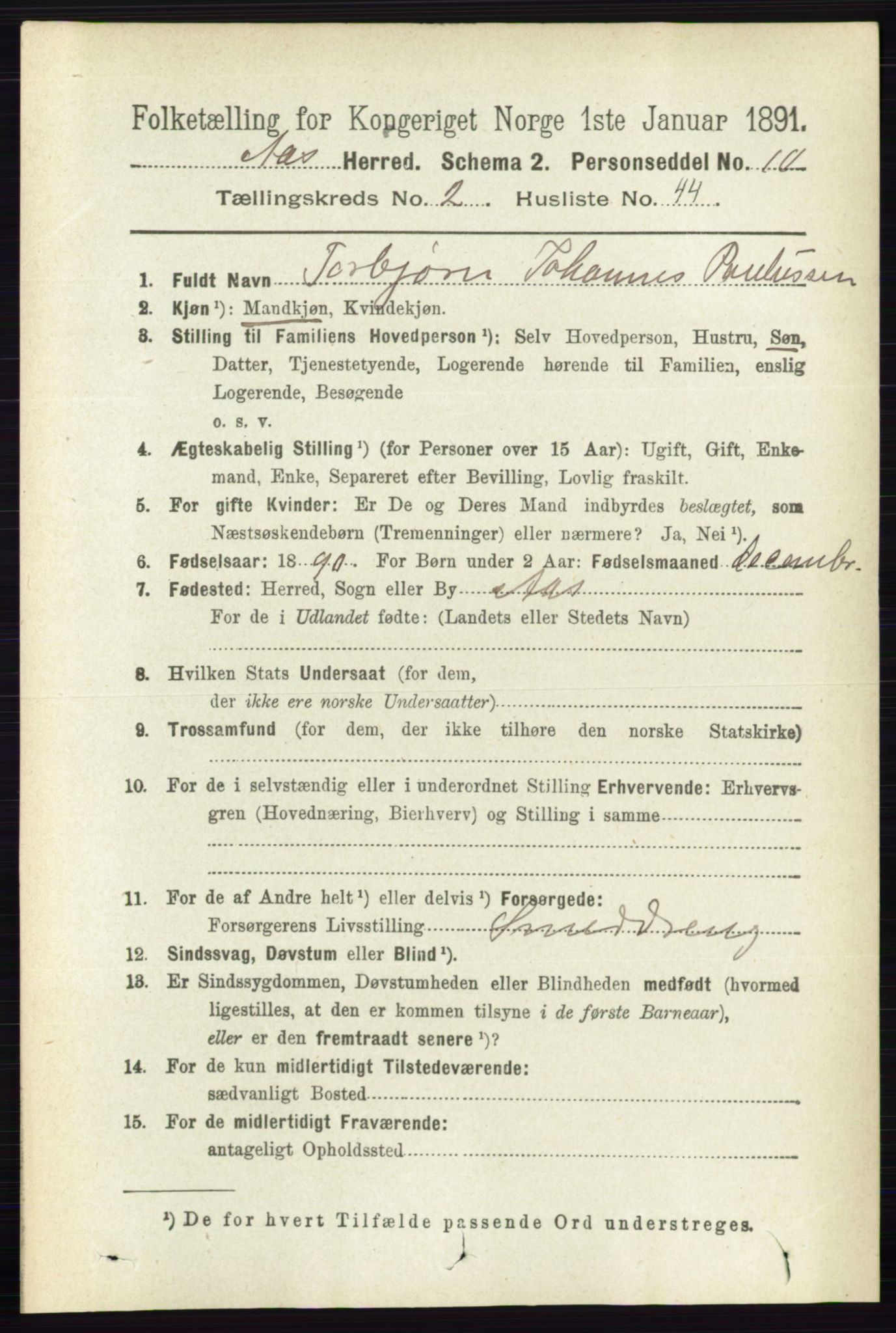 RA, 1891 census for 0214 Ås, 1891, p. 1824