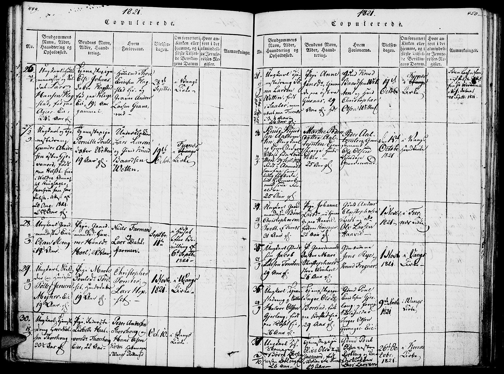 Vang prestekontor, Hedmark, AV/SAH-PREST-008/H/Ha/Haa/L0007: Parish register (official) no. 7, 1813-1826, p. 449-450