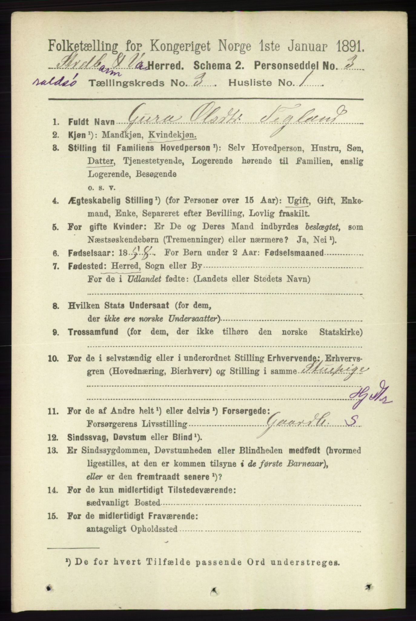 RA, 1891 census for 1226 Strandebarm og Varaldsøy, 1891, p. 1088