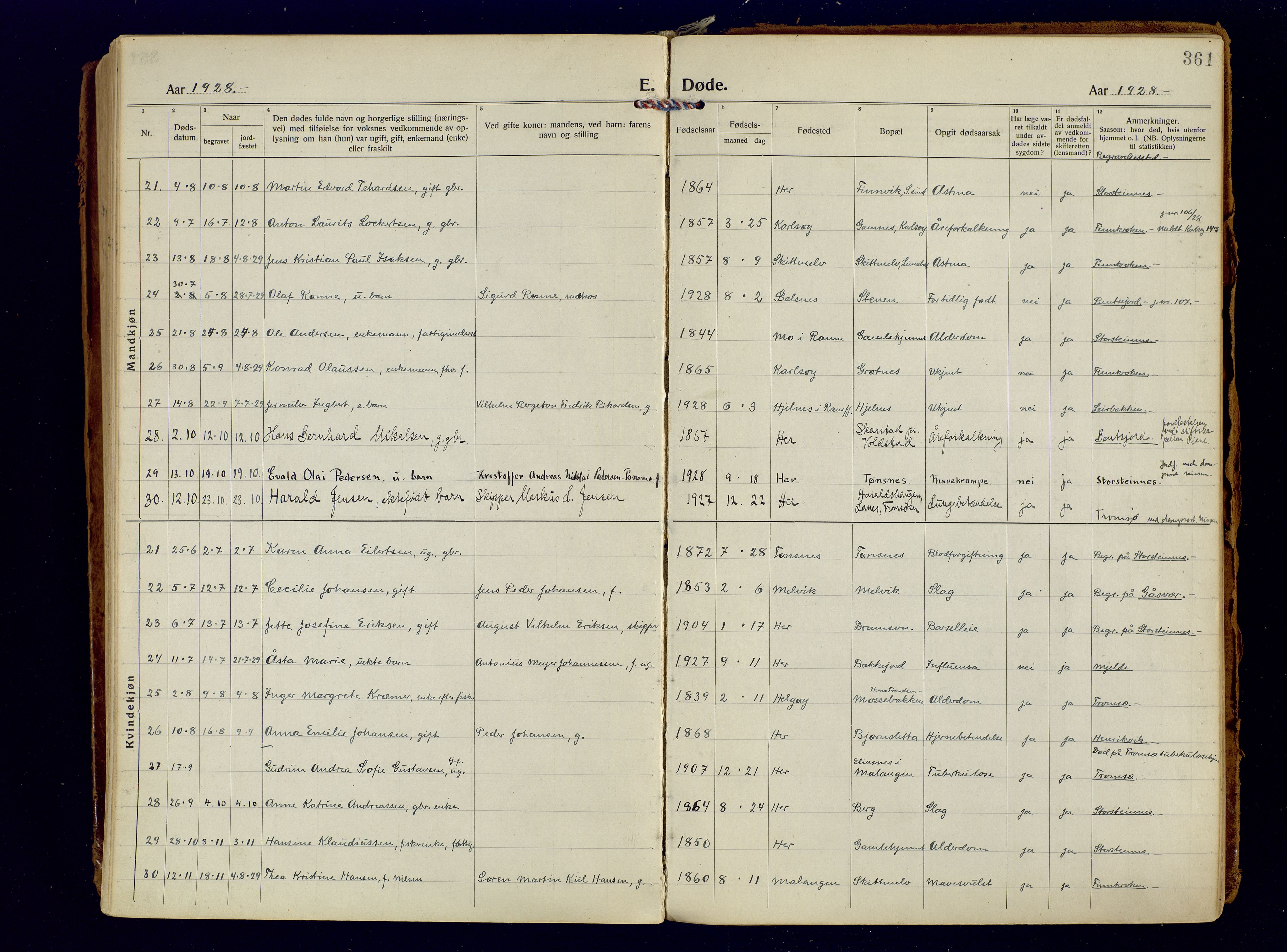 Tromsøysund sokneprestkontor, AV/SATØ-S-1304/G/Ga/L0009kirke: Parish register (official) no. 9, 1922-1934, p. 361