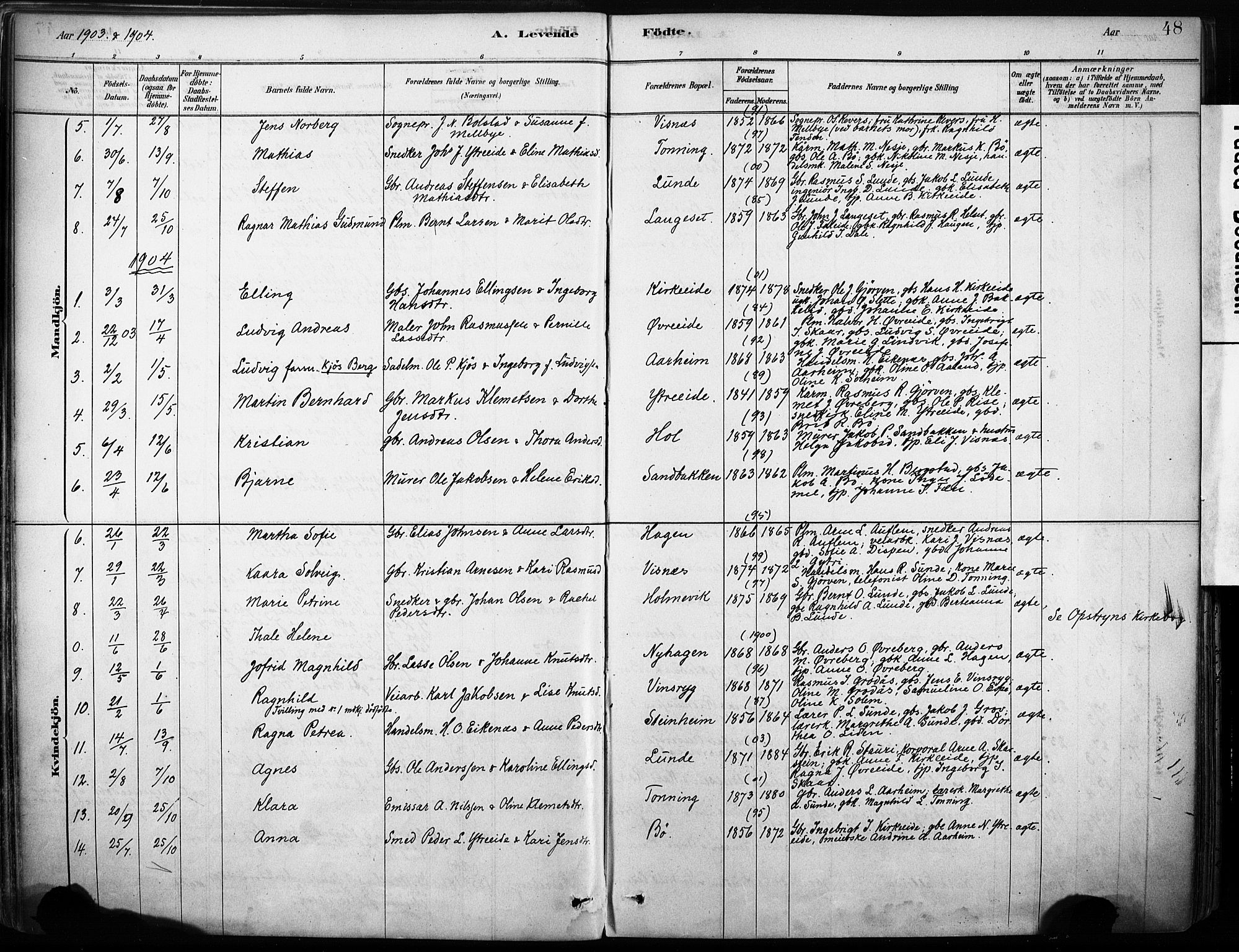 Stryn Sokneprestembete, AV/SAB-A-82501: Parish register (official) no. B 1, 1878-1907, p. 48