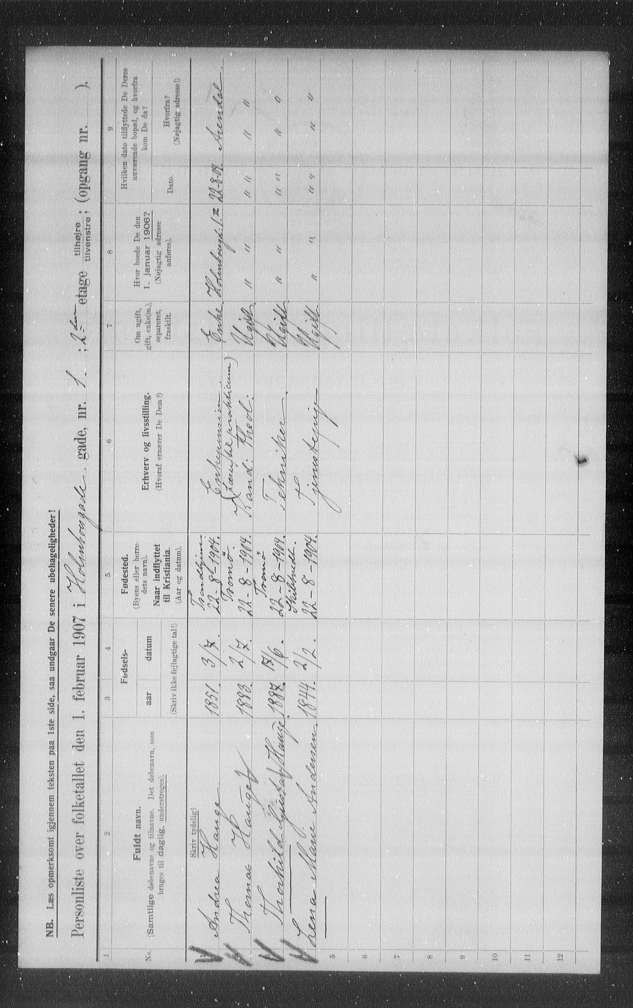 OBA, Municipal Census 1907 for Kristiania, 1907, p. 20942