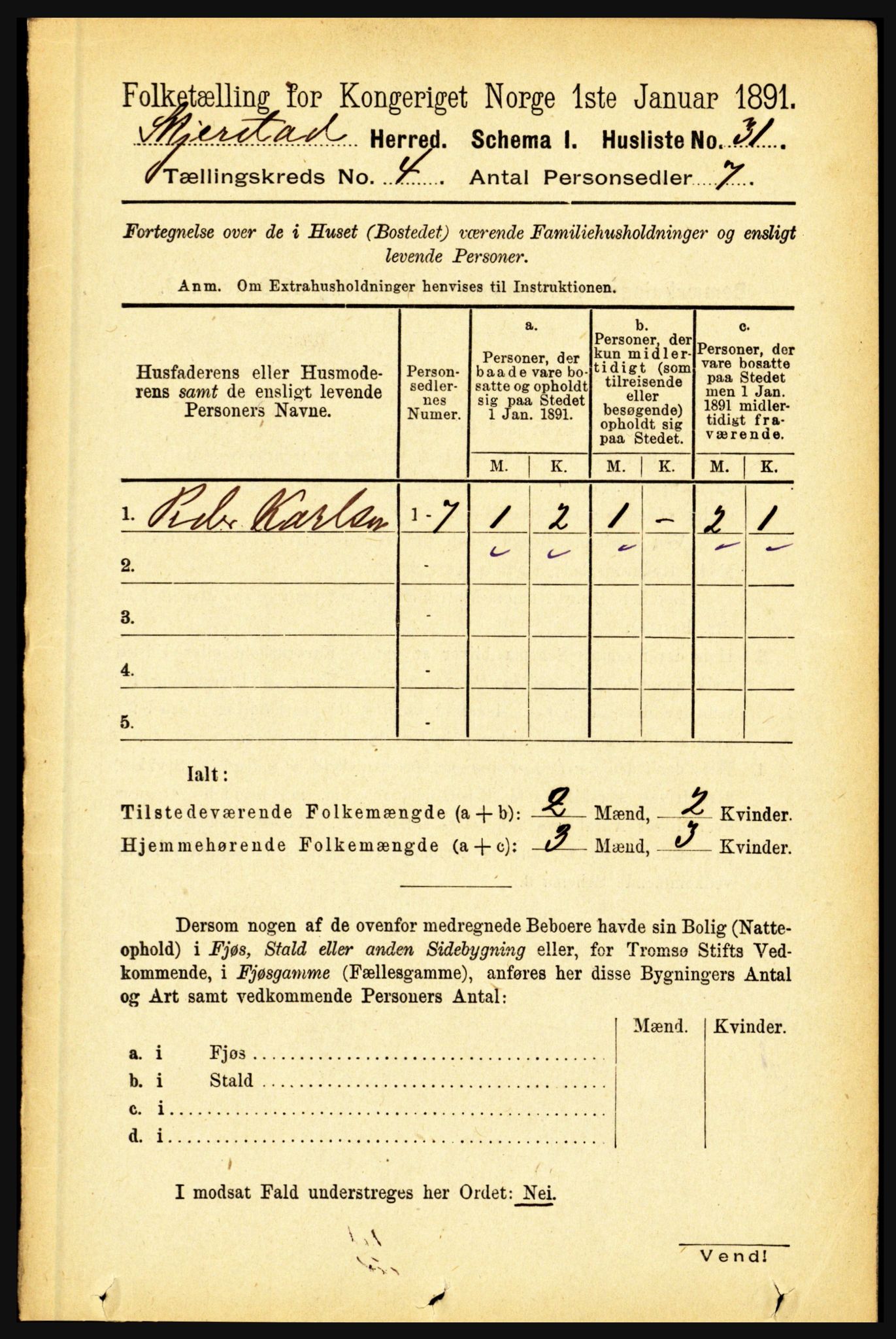 RA, 1891 census for 1842 Skjerstad, 1891, p. 1092