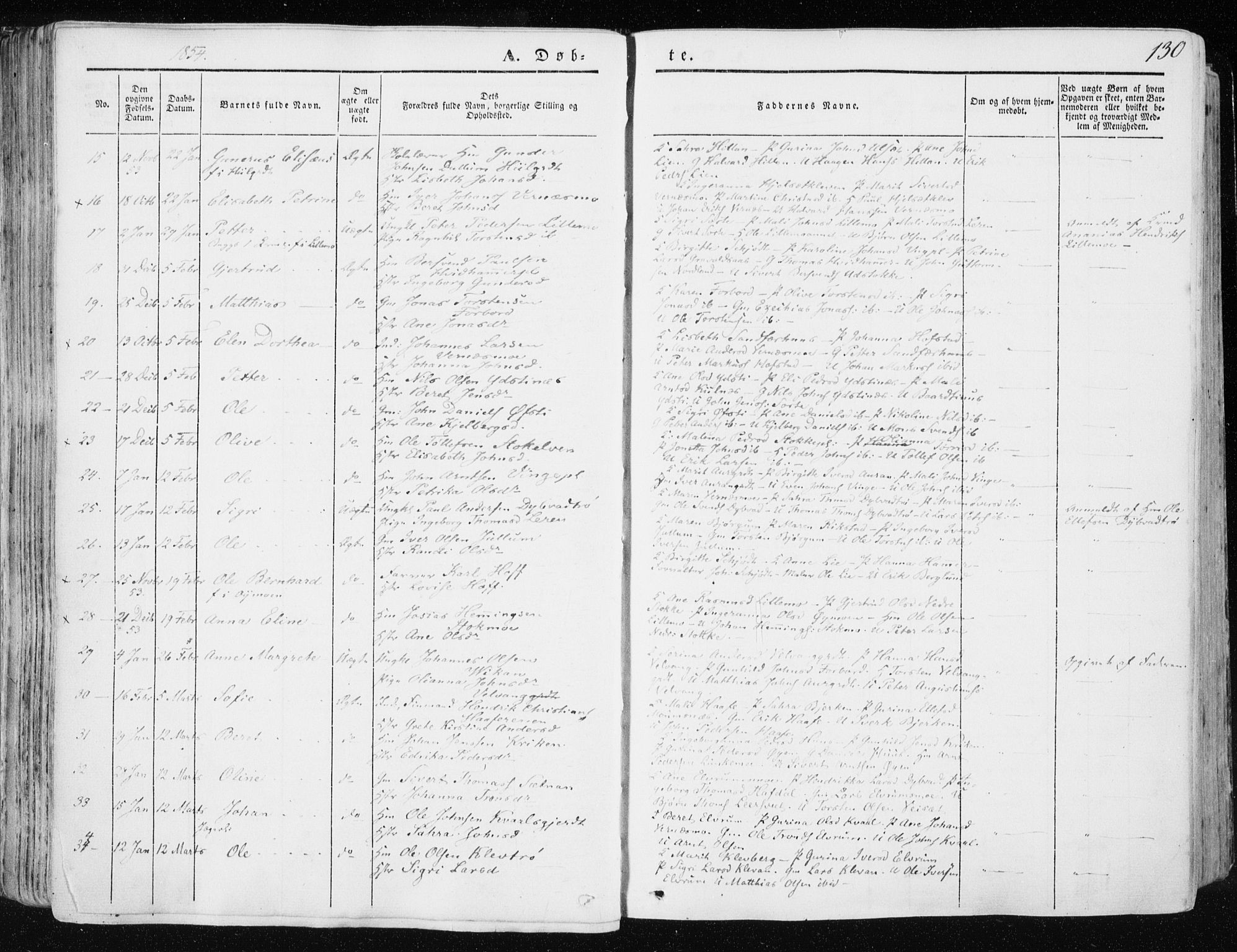 Ministerialprotokoller, klokkerbøker og fødselsregistre - Nord-Trøndelag, AV/SAT-A-1458/709/L0074: Parish register (official) no. 709A14, 1845-1858, p. 130