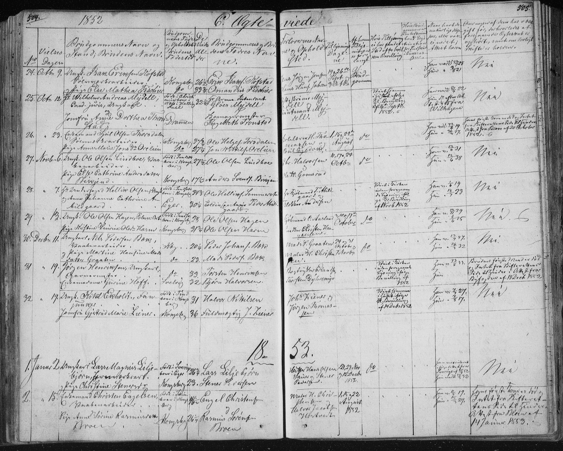 Kongsberg kirkebøker, SAKO/A-22/F/Fa/L0009: Parish register (official) no. I 9, 1839-1858, p. 504-505