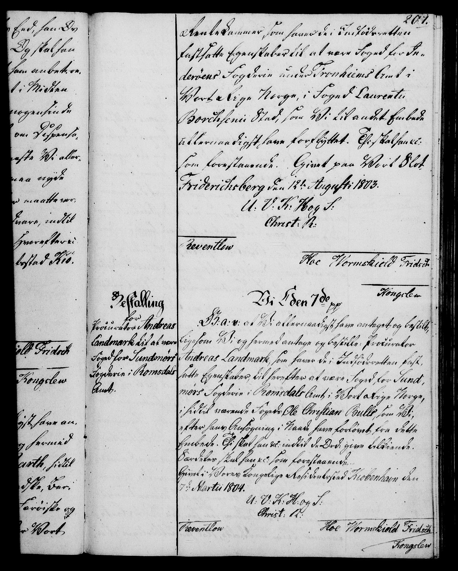 Rentekammeret, Kammerkanselliet, RA/EA-3111/G/Gg/Gge/L0006: Norsk bestallingsprotokoll med register (merket RK 53.30), 1773-1814, p. 207