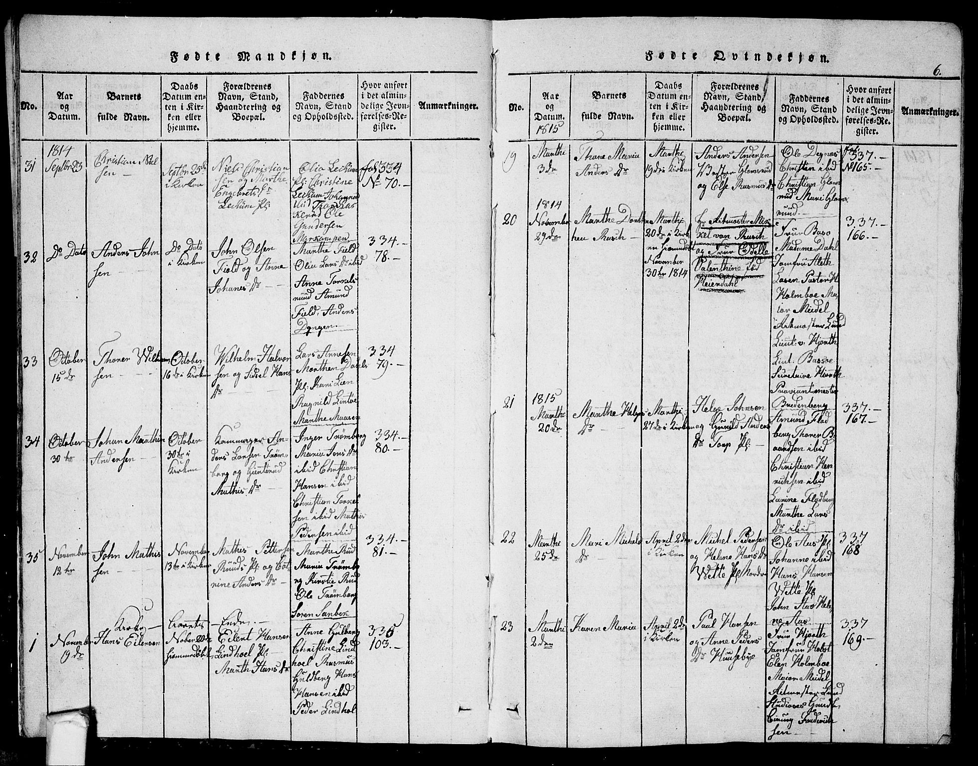 Eidsberg prestekontor Kirkebøker, AV/SAO-A-10905/G/Ga/L0001: Parish register (copy) no. I 1, 1814-1831, p. 6