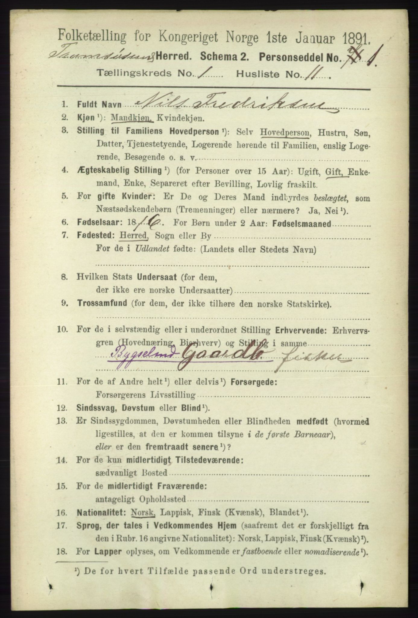 RA, 1891 census for 1934 Tromsøysund, 1891, p. 154