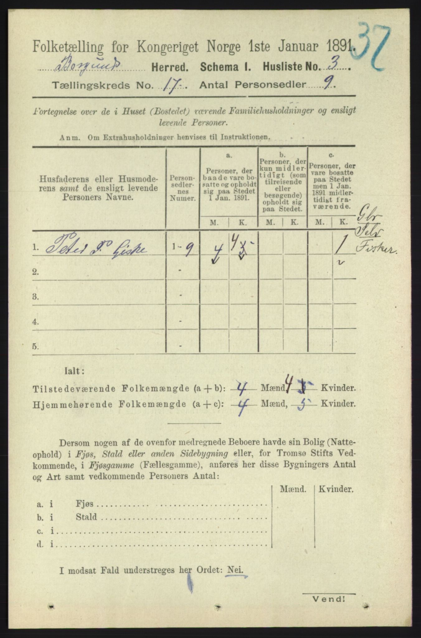 RA, 1891 census for 1531 Borgund, 1891, p. 4912