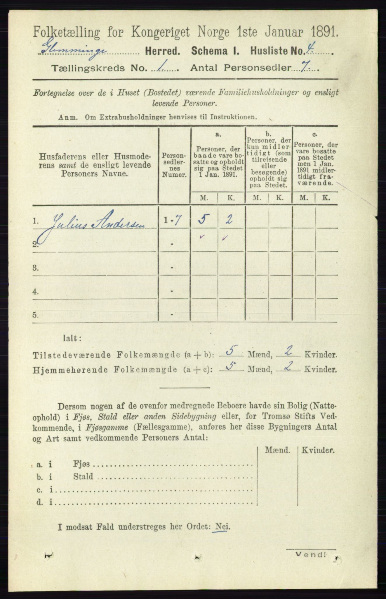 RA, 1891 census for 0132 Glemmen, 1891, p. 48