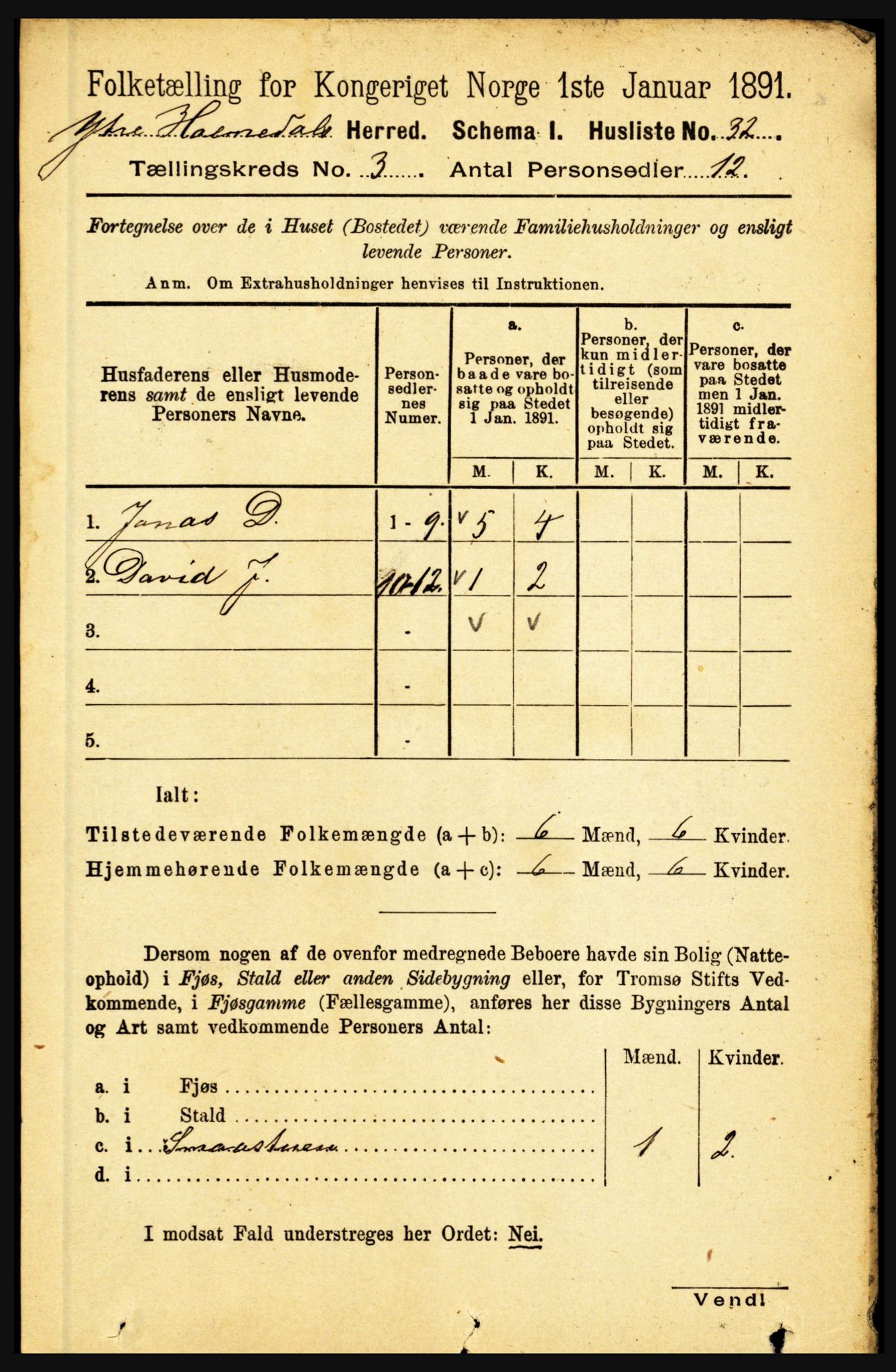 RA, 1891 census for 1429 Ytre Holmedal, 1891, p. 631