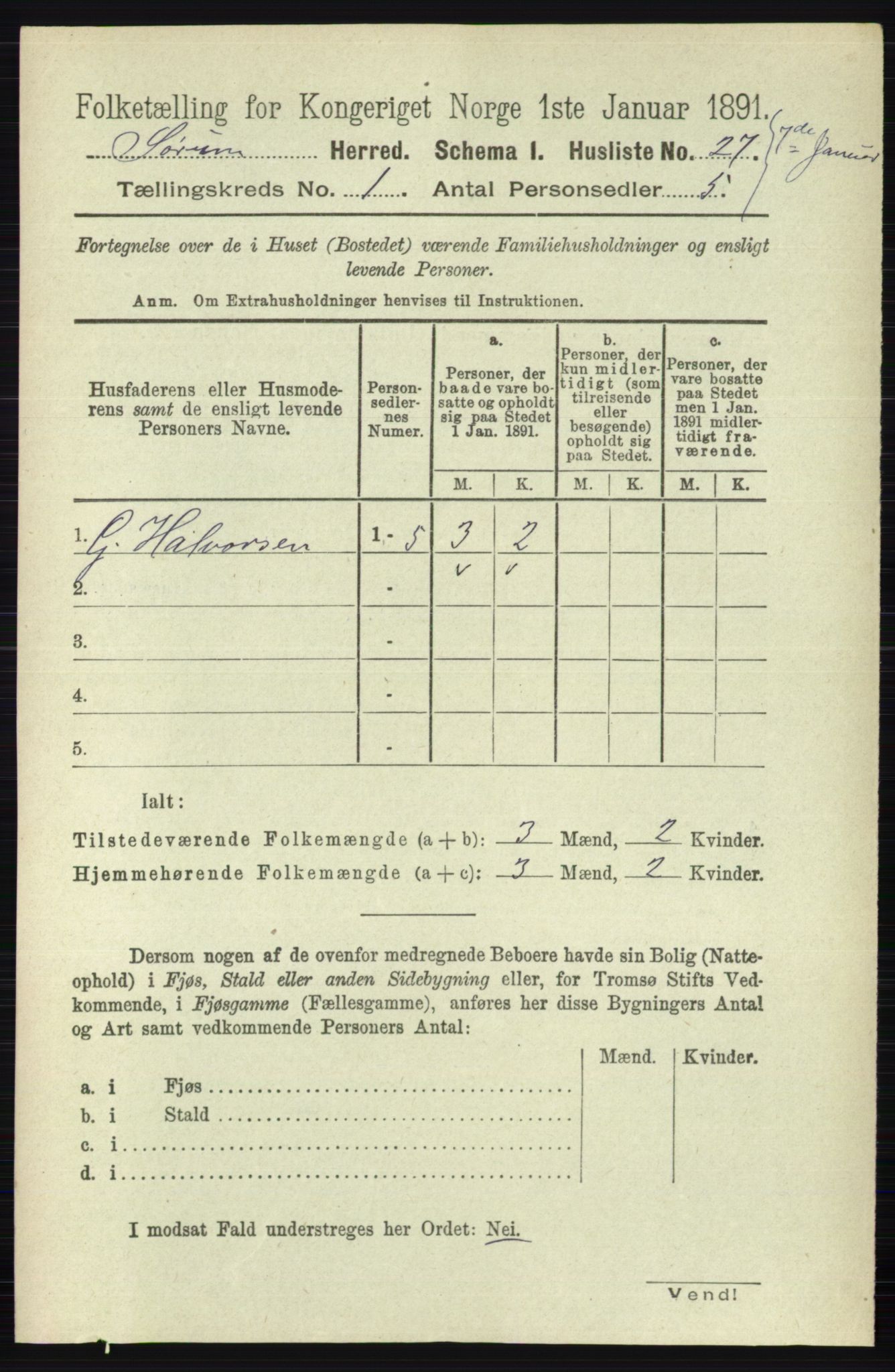 RA, 1891 census for 0226 Sørum, 1891, p. 46