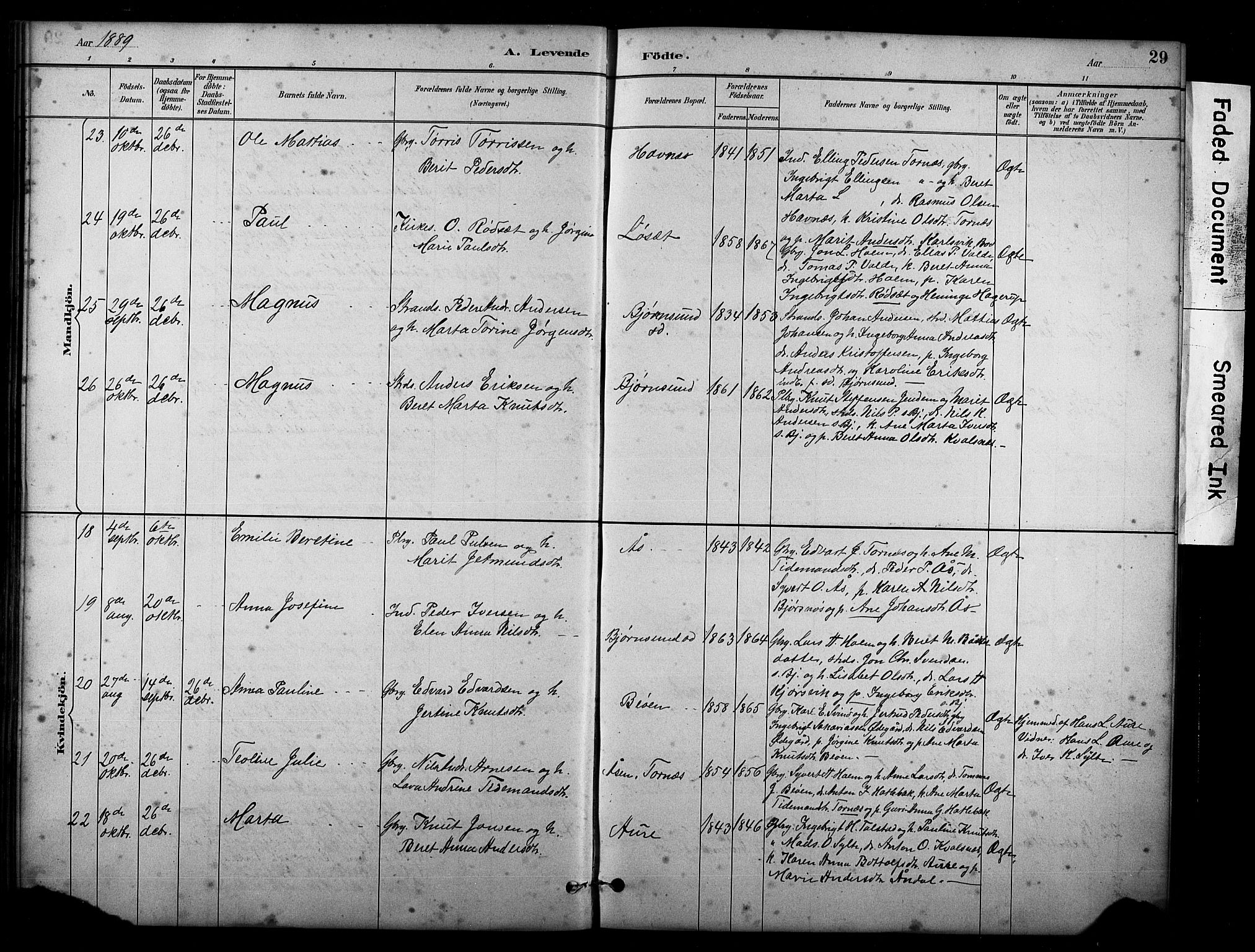 Ministerialprotokoller, klokkerbøker og fødselsregistre - Møre og Romsdal, AV/SAT-A-1454/565/L0755: Parish register (copy) no. 565C04, 1883-1903, p. 29