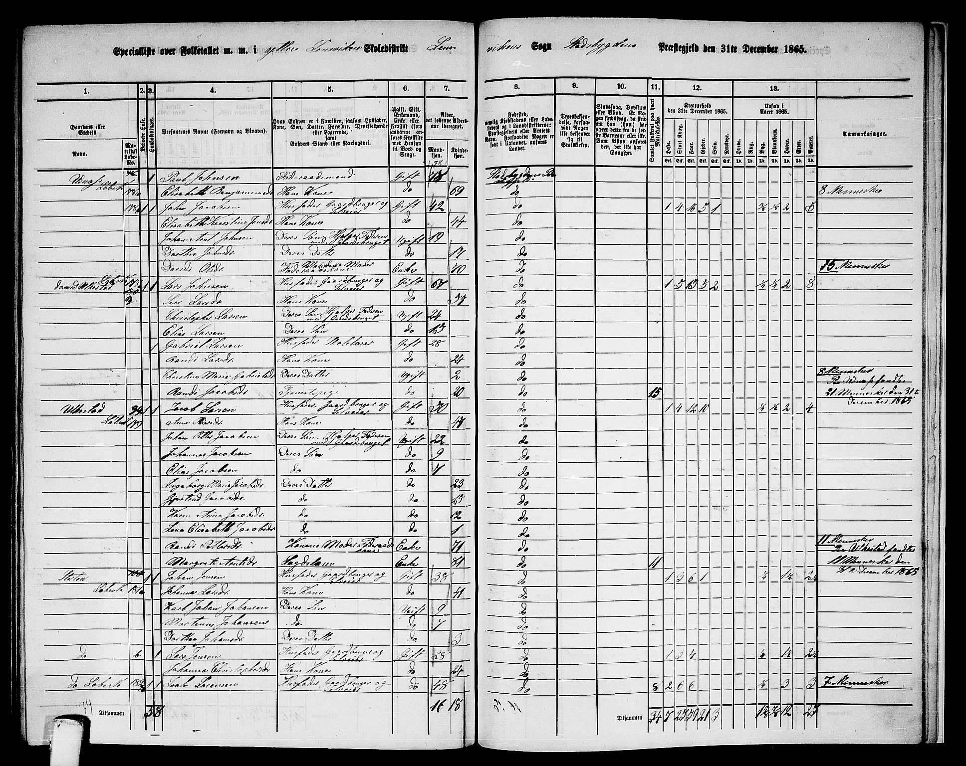 RA, 1865 census for Stadsbygd, 1865, p. 215