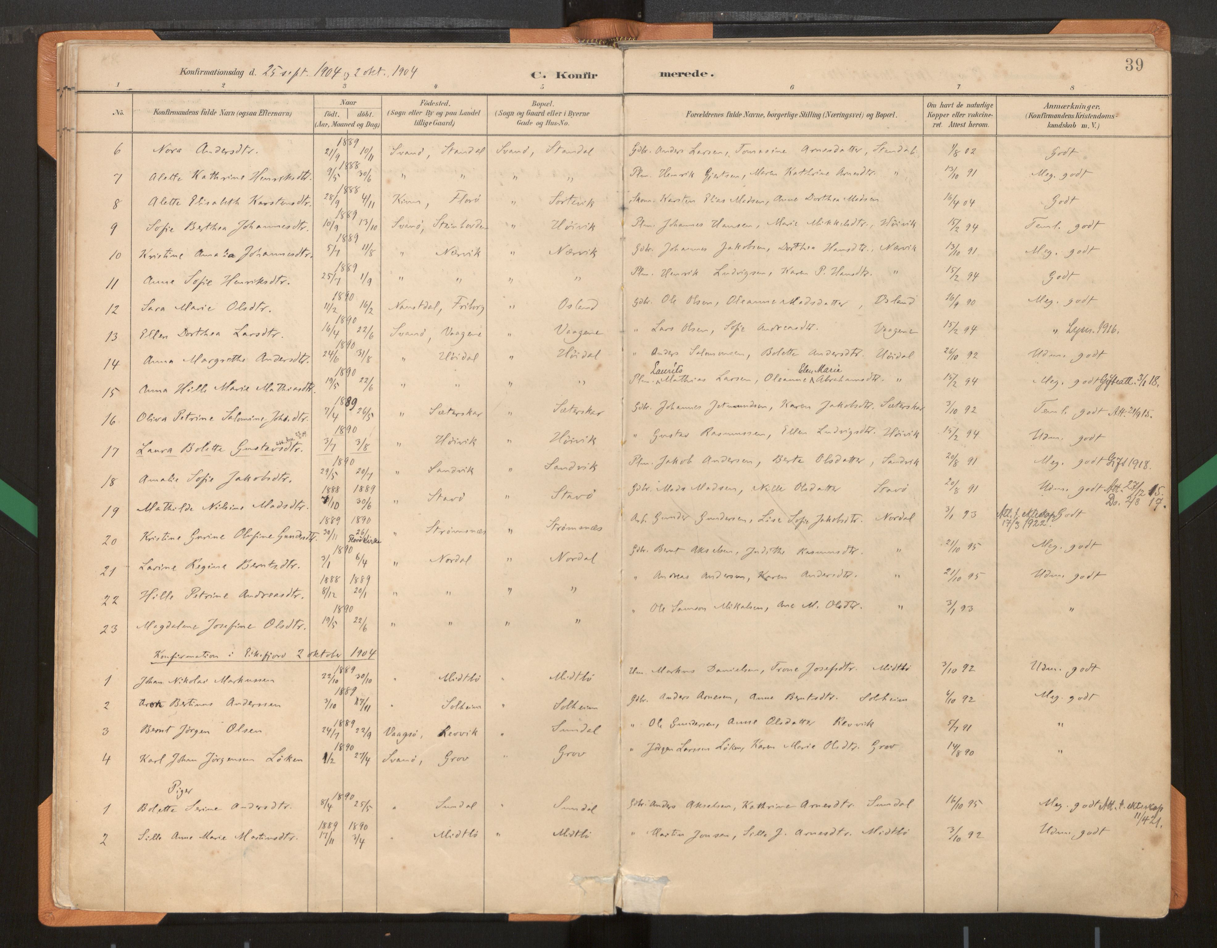 Kinn sokneprestembete, AV/SAB-A-80801/H/Haa/Haad/L0004: Parish register (official) no. D 4, 1883-1944, p. 39