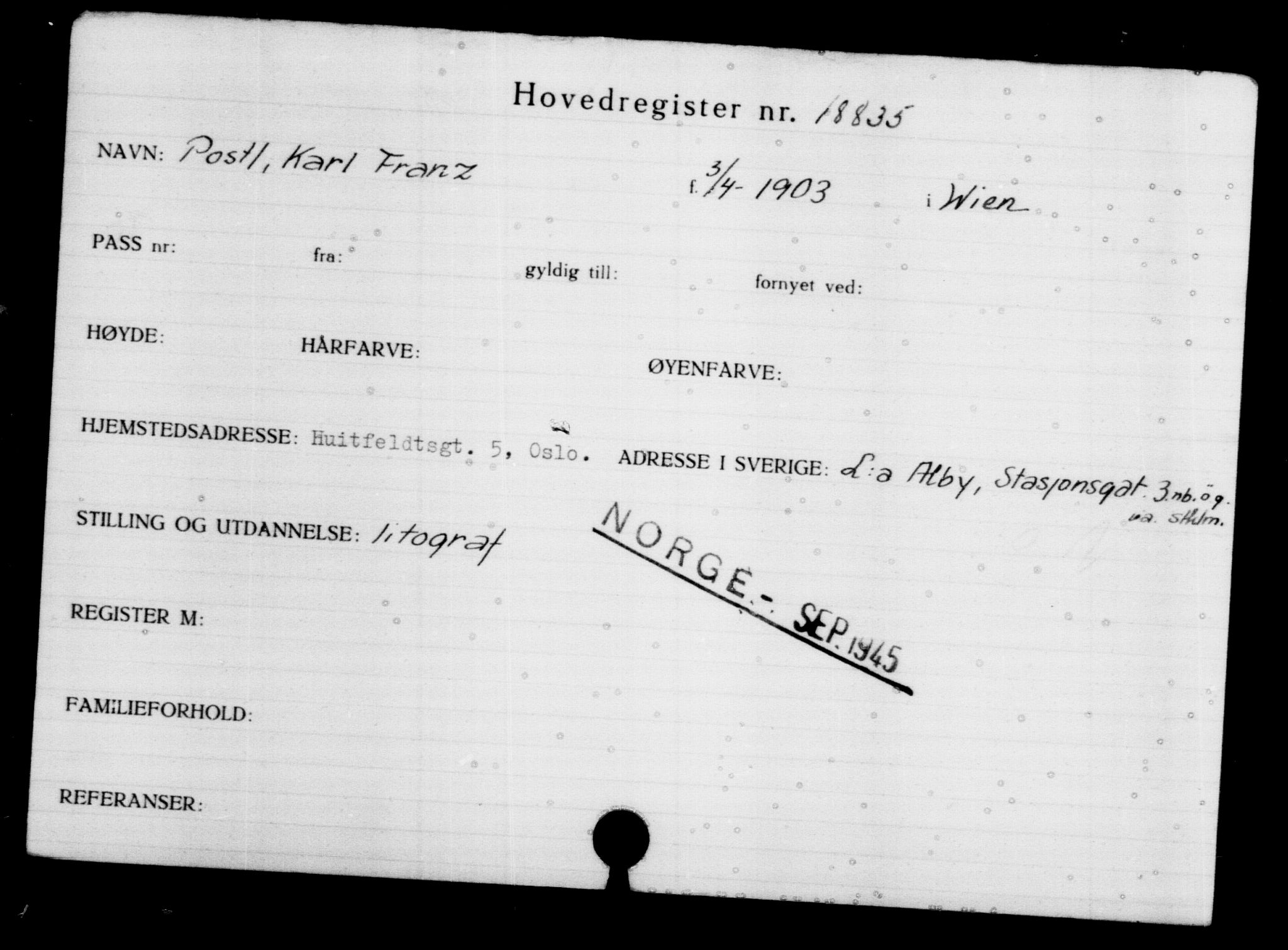 Utenriksstasjonene, Legasjonen i Stockholm, Flyktningkontoret, AV/RA-S-6753/V/Va/L0009: Kjesäterkartoteket, flyktninger med registreringsnr. 18502-22048, 1940-1945, p. 388