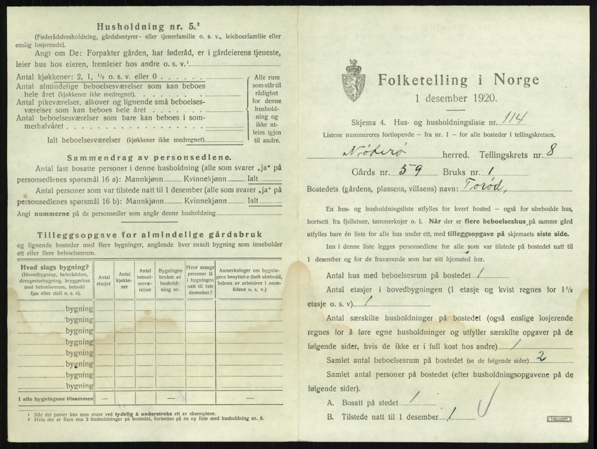 SAKO, 1920 census for Nøtterøy, 1920, p. 1729