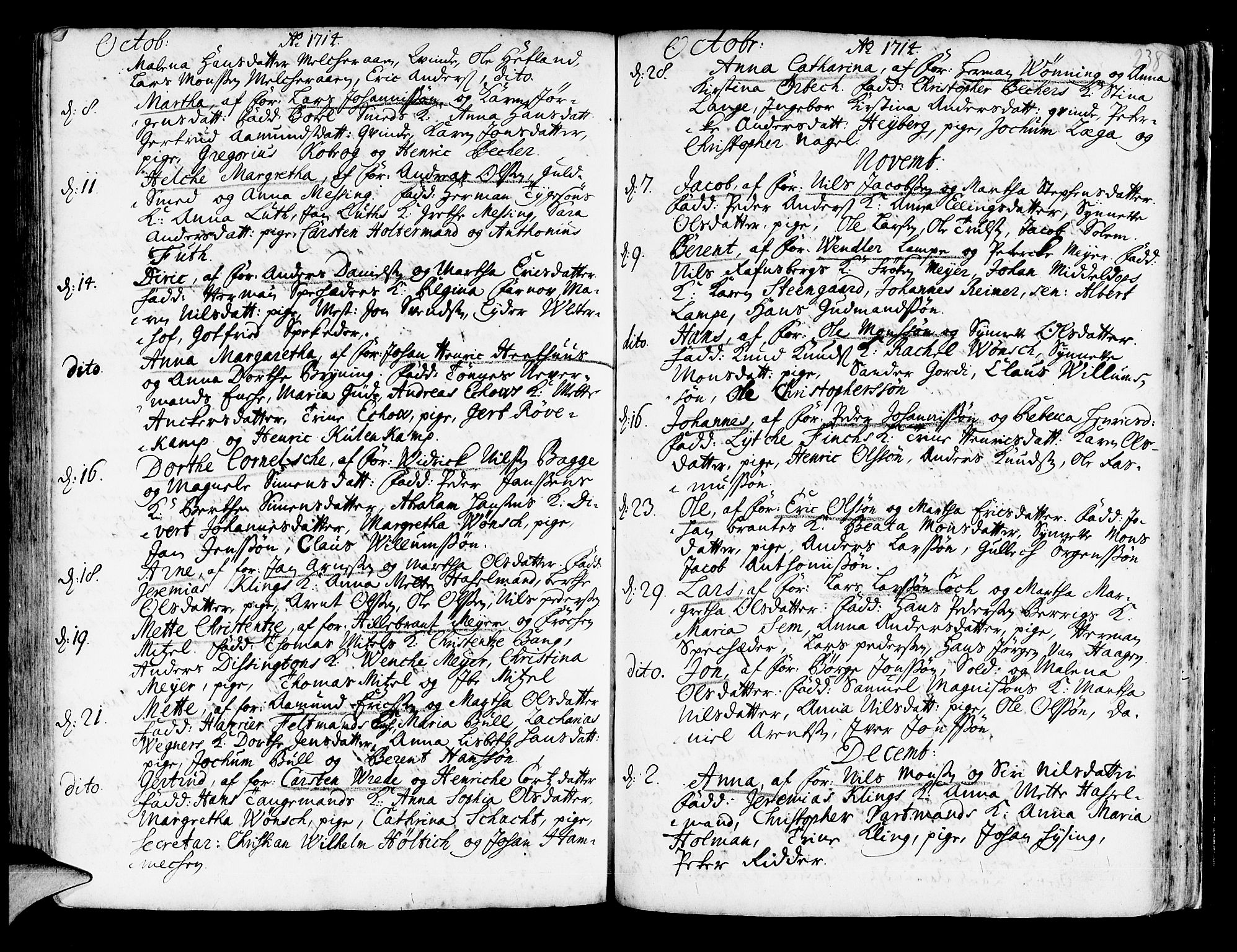 Korskirken sokneprestembete, SAB/A-76101/H/Haa/L0003: Parish register (official) no. A 3, 1698-1719, p. 238